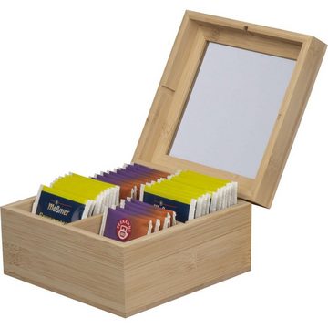 Livepac Office Teebox Teeaufbewahrungsbox aus Bambus mit Glasdeckel für 40 Teebeutel