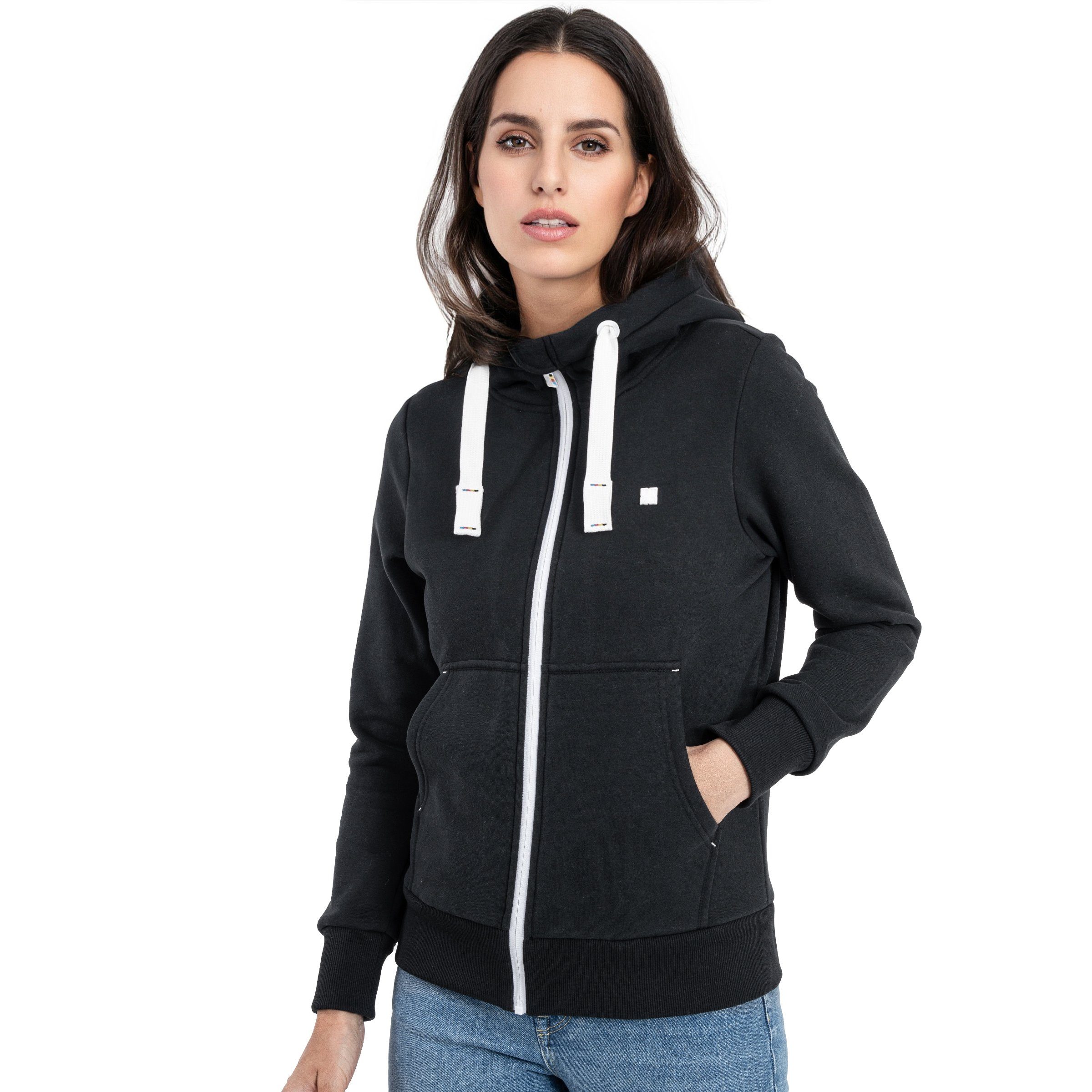 DEPROC Active Kapuzensweatjacke FinjaCMYK II weiche Fleecejacke mit Kängurutasche