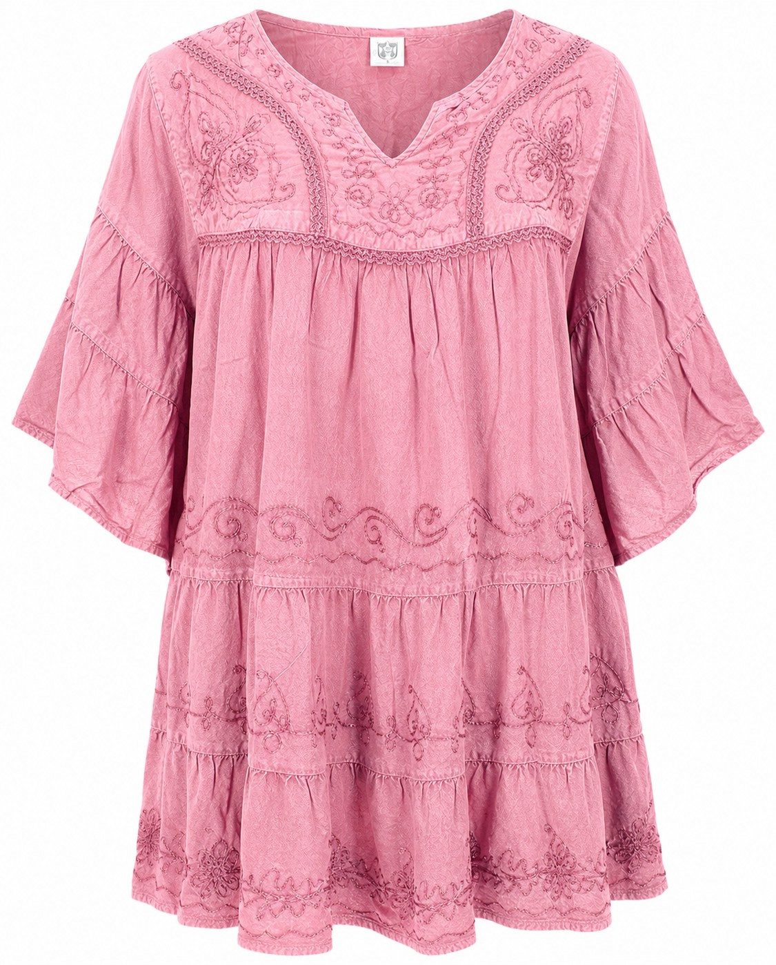 Guru-Shop Longbluse Bestickte indische Boho Bluse mit weiten.. alternative Bekleidung