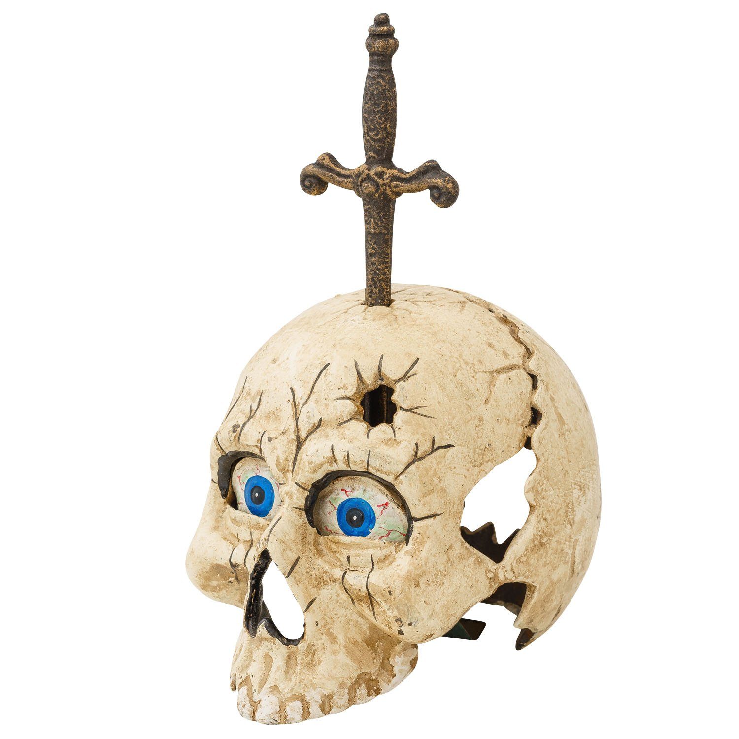 Aubaho Dekoobjekt Totenkopf mit Brieföffner im Schädel Gothic Deko Gusseisen 20cm Antik-