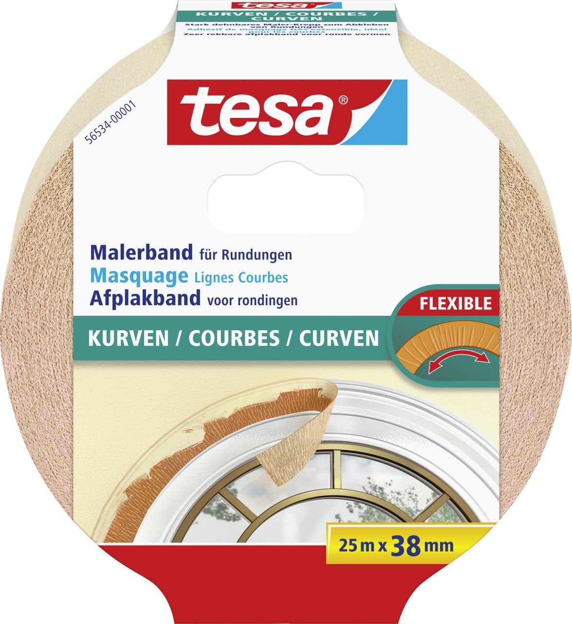 tesa Kreppband tesa Malerband für Kurven 25 m x 38 mm, beige