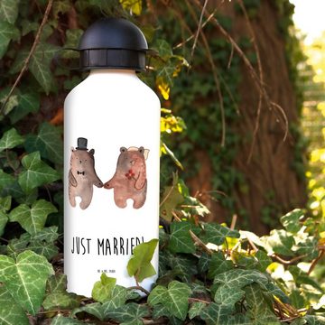 Mr. & Mrs. Panda Trinkflasche Bär Heirat - Weiß - Geschenk, Kinderflasche, Kindertrinkflasche, Jung, Leicht zu öffnen