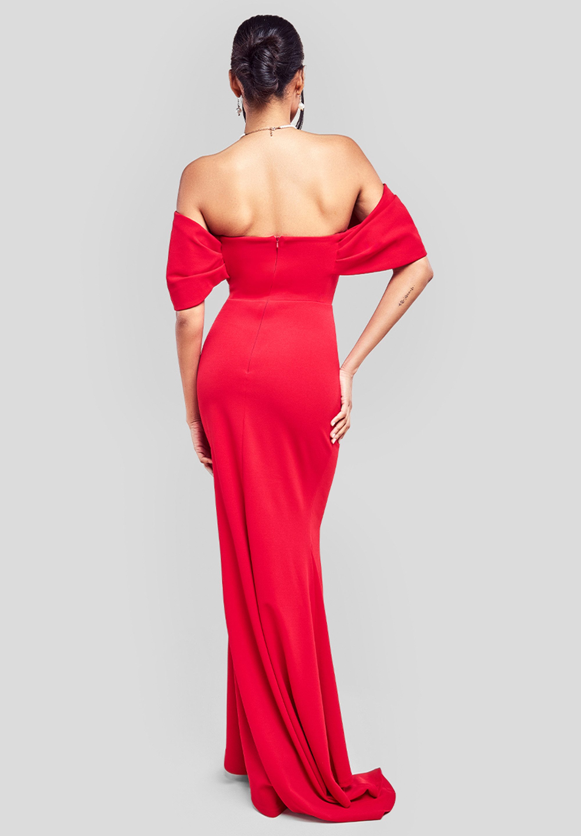 Goddiva Maxikleid Off The Shoulder Draped Sleeve Maxi Dress langes Kleid