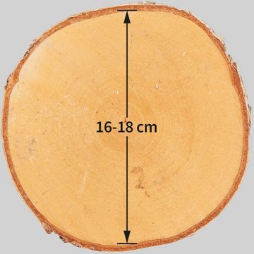 matches21 HOME & HOBBY Bastelnaturmaterial Baumscheiben Birke Holz-Platten Holzscheiben in 16 - 18 cm, (1-tlg), nachhaltige EU Birkenscheiben für Basteln Esstisch Deko Tischdeko