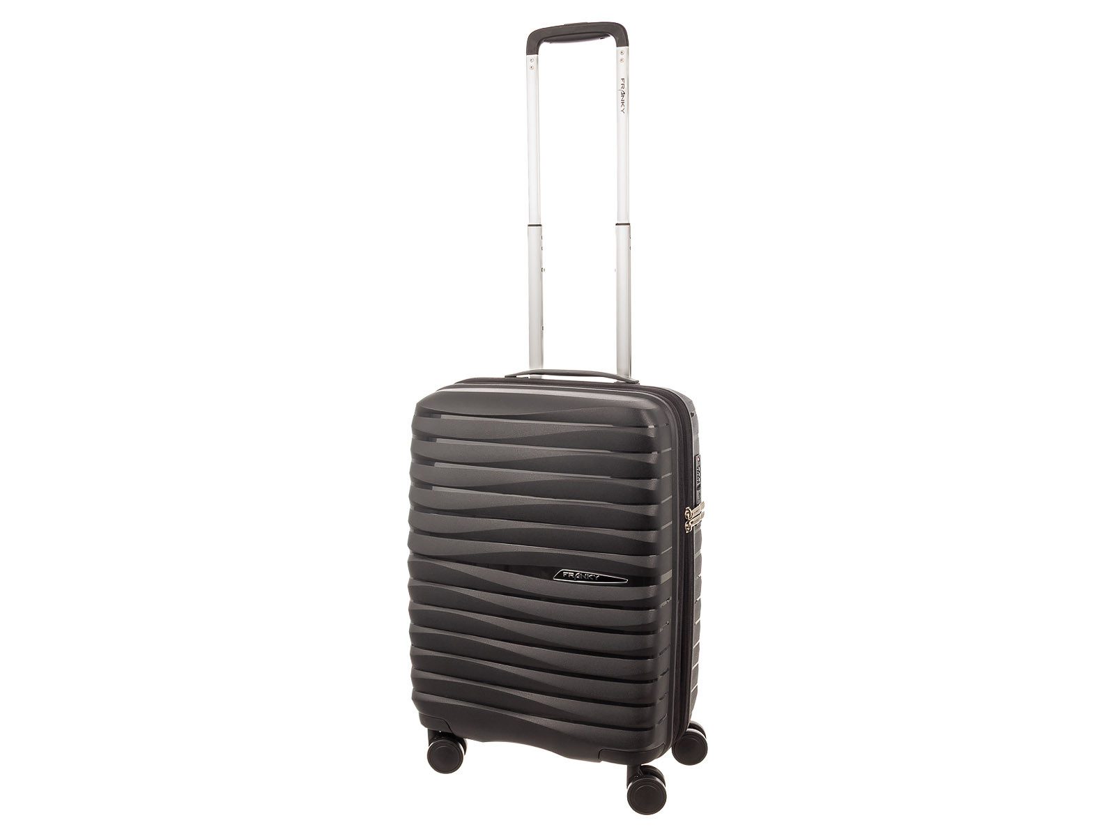Franky Hartschalen-Trolley PP18 Trolley Hartschalenkoffer Spinner Gr. S, 4 Doppelrollen Rollen, Dehnfalte TSA Schloss