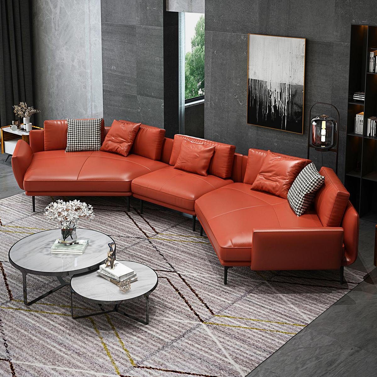 JVmoebel Ecksofa Edle Ecksofa U-Form Wohnlandschaft Sofa Couch Polster Eckgarnitur, Made in Europe Rot