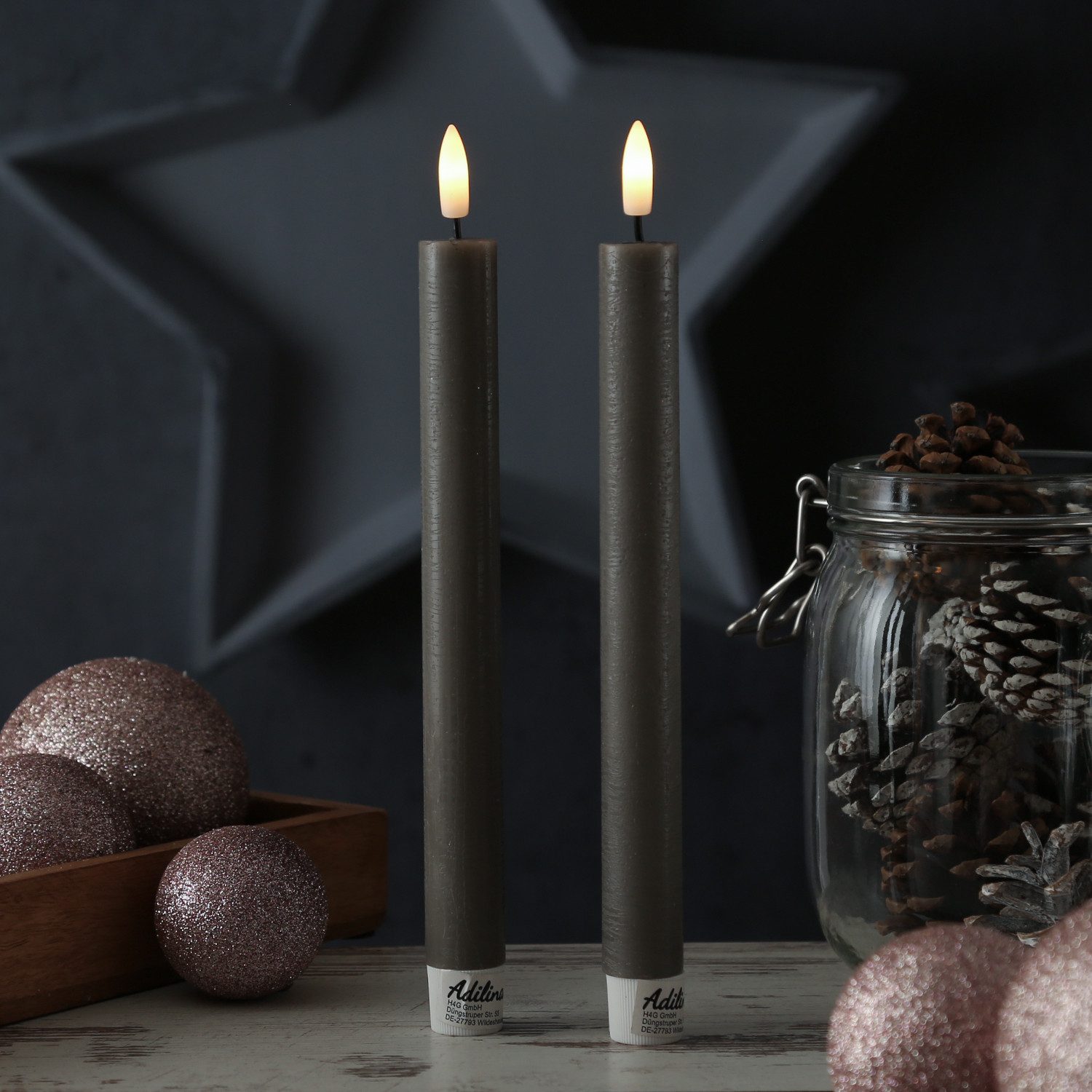 Adilina LED-Kerze LED Stabkerzen Tafelkerzen Dinner Spitzkerzen rustikal 24 günstig online kaufen