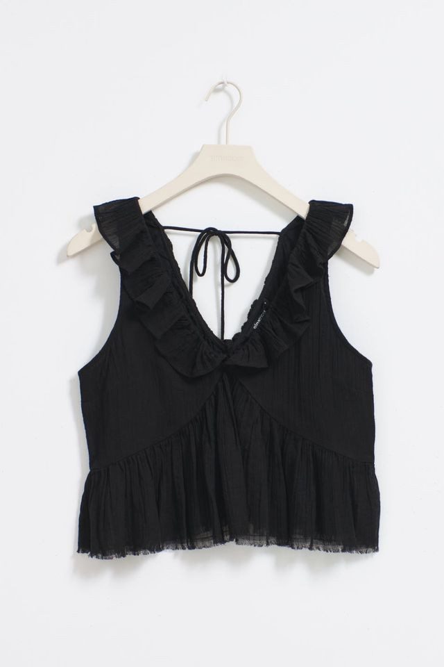 Gina Tricot Shirttop - Elegantes Gina Tricot Frill Top - Ärmellos & Verspielt
