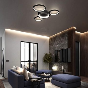 ZMH LED Deckenleuchte Wohnzimmerlampe Schwarz/Weiß dimmbar mit Fernbedienung Modern, LED fest integriert, 3000-6500k, 52W für Schlafzimmer Wohnzimmer Esszimmer Kinderzimmer, Schwarz