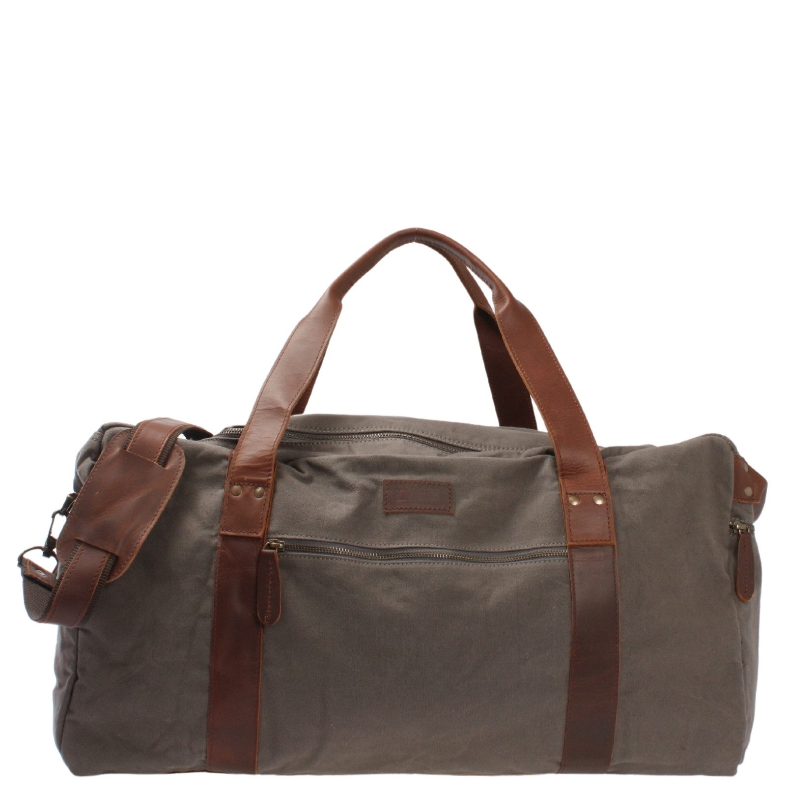 LECONI Reisetasche große Sporttasche Damen Herren Небольшие сумки для поездок  Gepäck Leder Canvas LE2025, Lederboden mit Füßen – viele Fächer – 60×30×26 cm