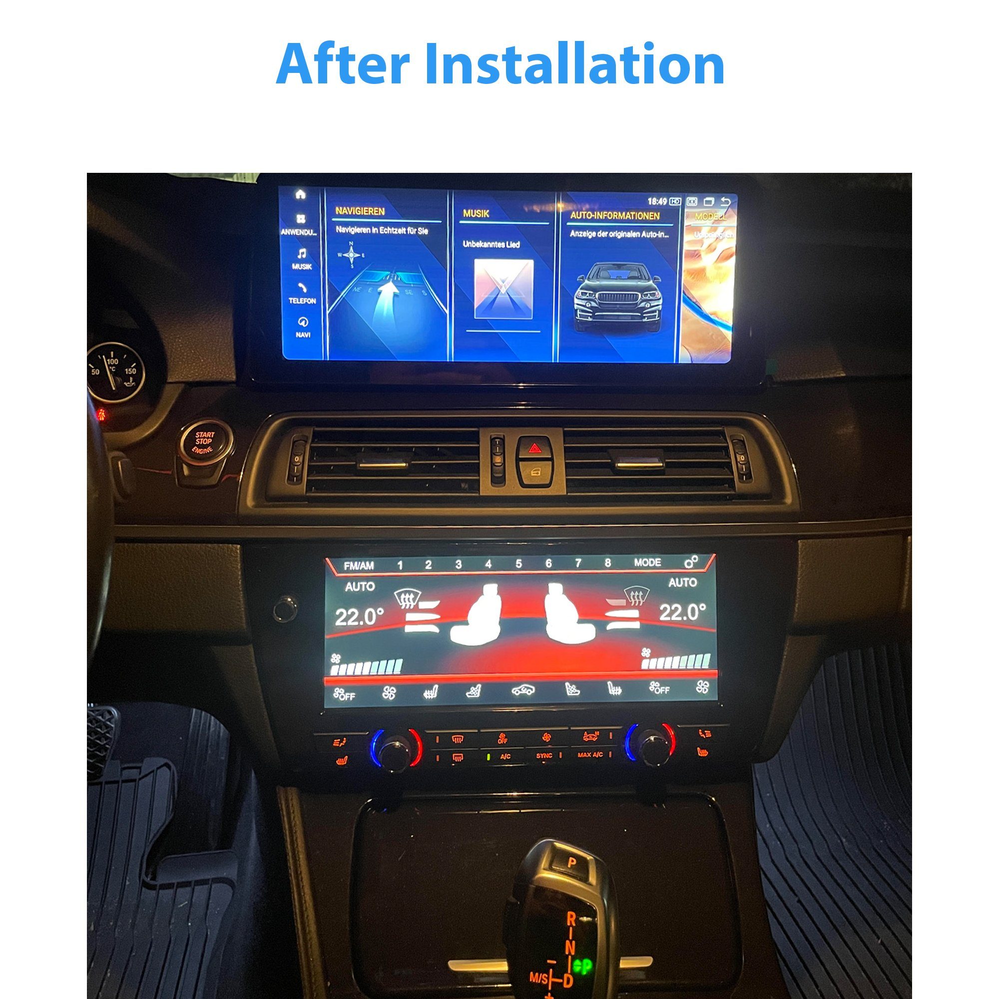 TAFFIO Tachometer Für BMW 5 Series F10 / F11 10,25" Touchscreen Klima AC Kontrollpanel