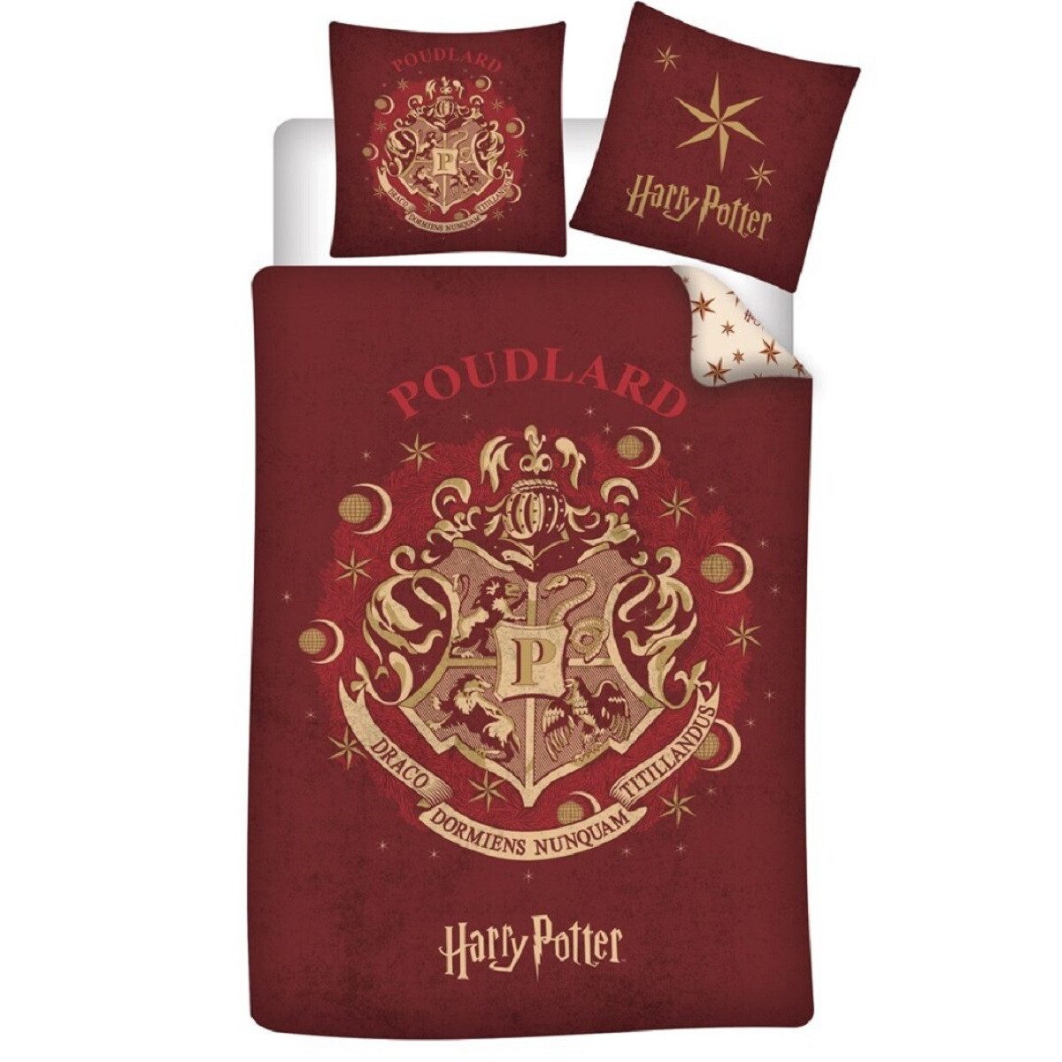 Harry Potter Bettwäsche - Set – 1x Deckenbezug 140x200 & 1x Kissenbezug 65x65 cm für Kinder, Baumwolle, 2 teilig, perfekt für Nächte, ideal für Kinderzimmer