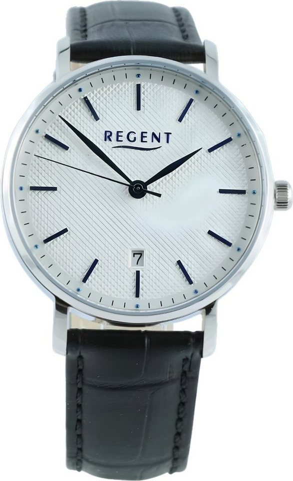Regent Quarzuhr Regent Herren Armbanduhr Analog, Herren Armbanduhr rund,  extra groß (ca. 39mm), Lederarmband