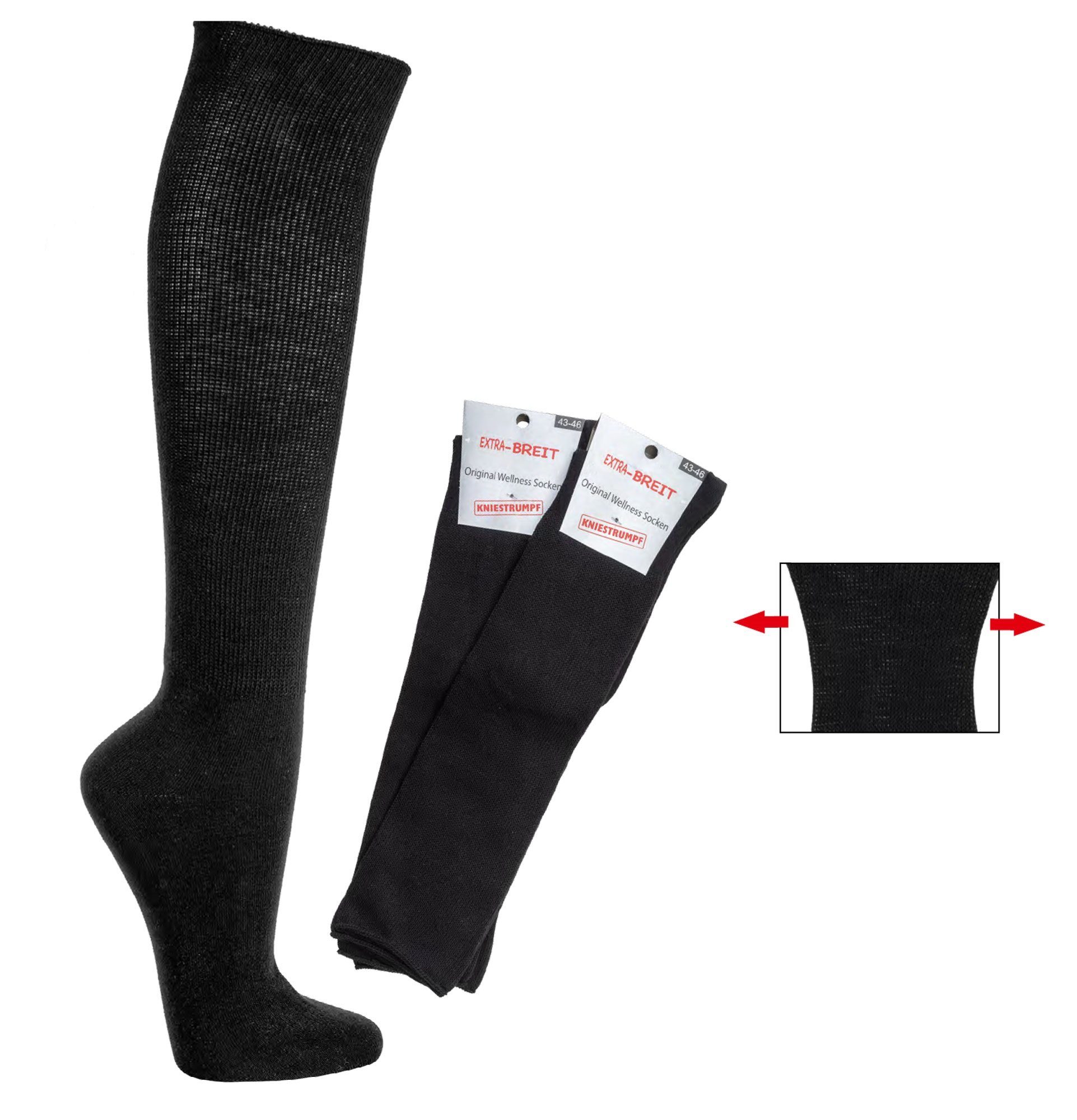 Wowerat Diabetikersocken Diabetikersocken EXTRA-BREIT weit Diabetes Strümpfe KNIESTRÜMPFE (2 Paar)