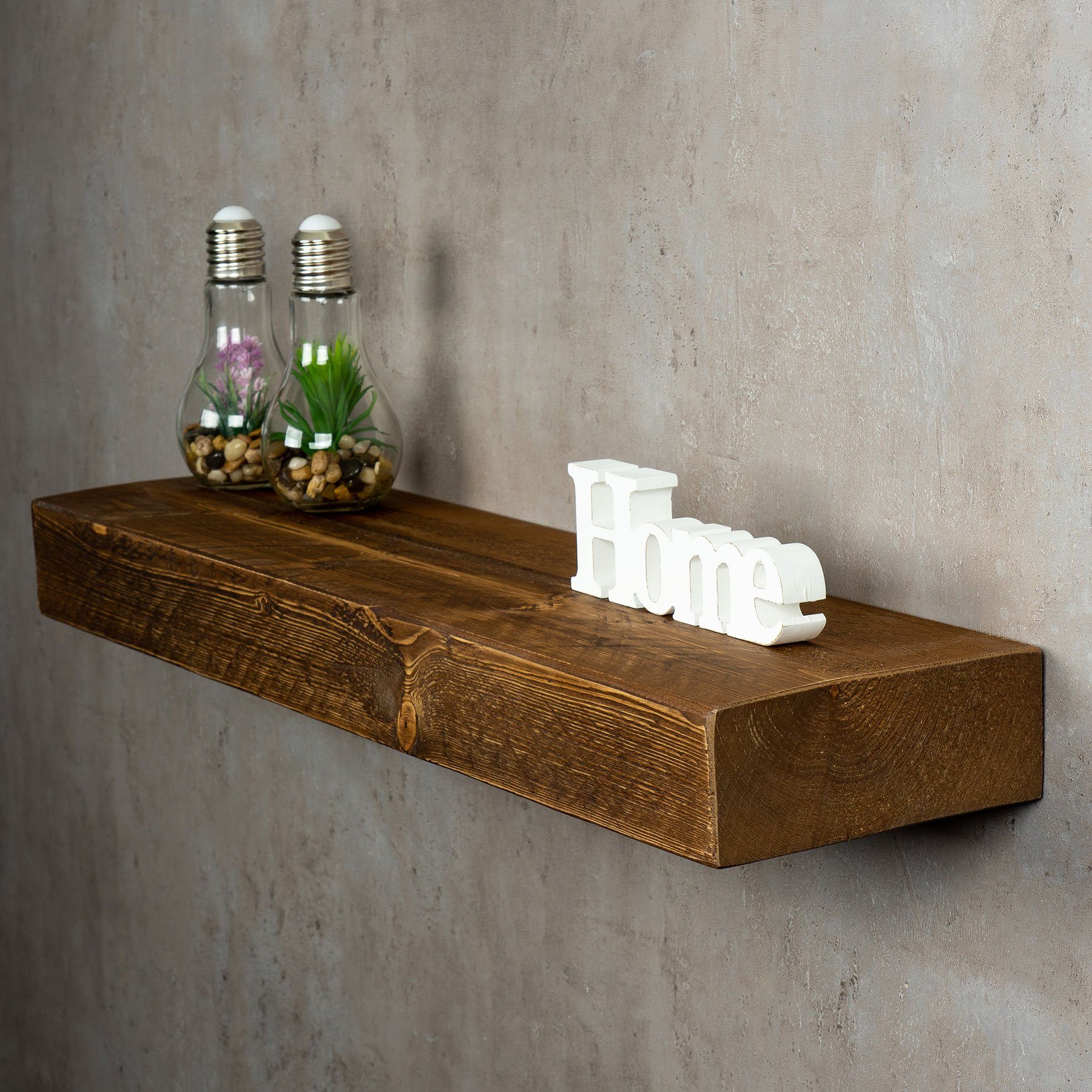 Levandeo® Wandregal, levandeo Wandregal Holz Massiv 80x20cm Nussbaum Farbig günstig online kaufen