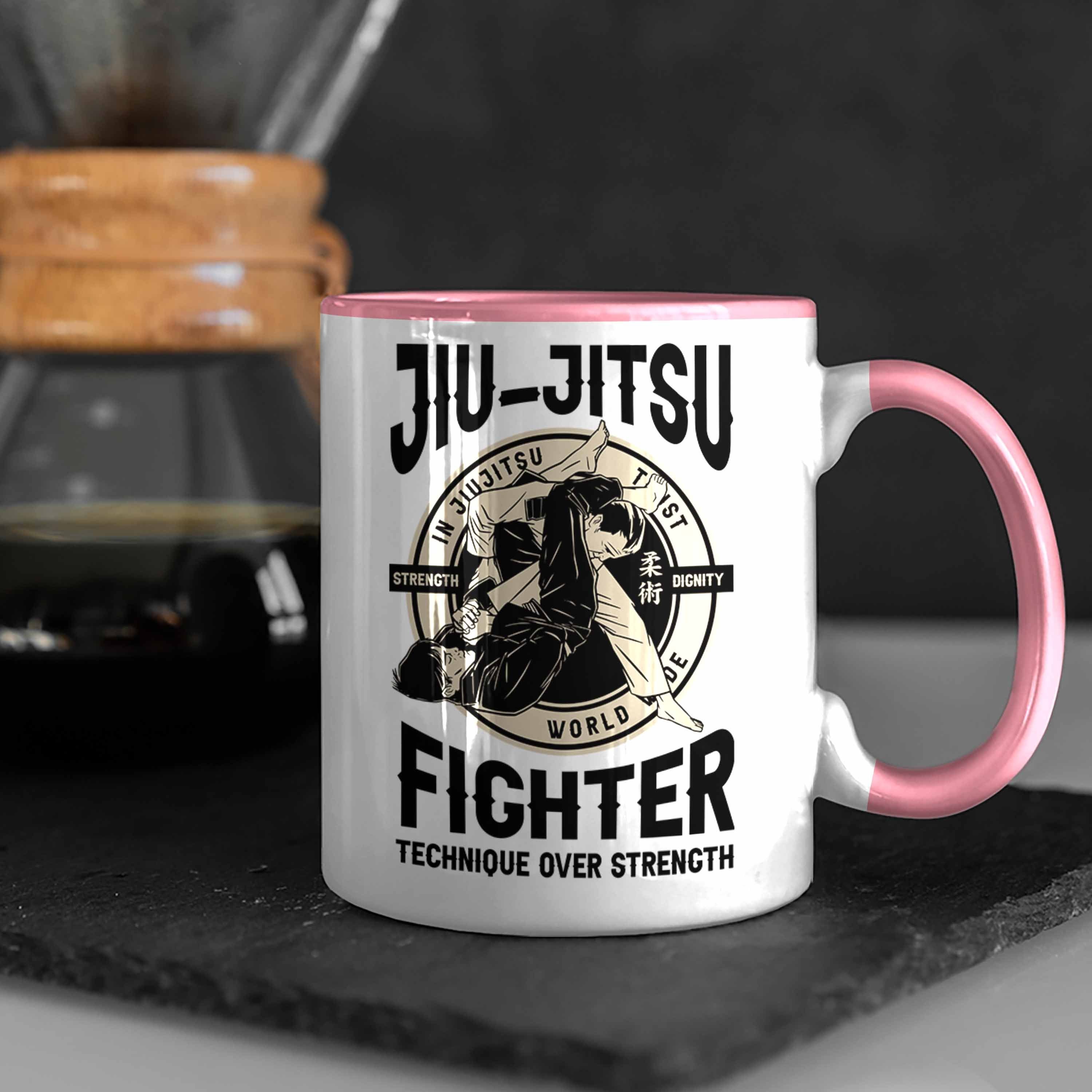 Tasse Kampfsportler Tasse Jitsu Geschenkidee Technik Trendation Geschenk Jiu für Rosa über