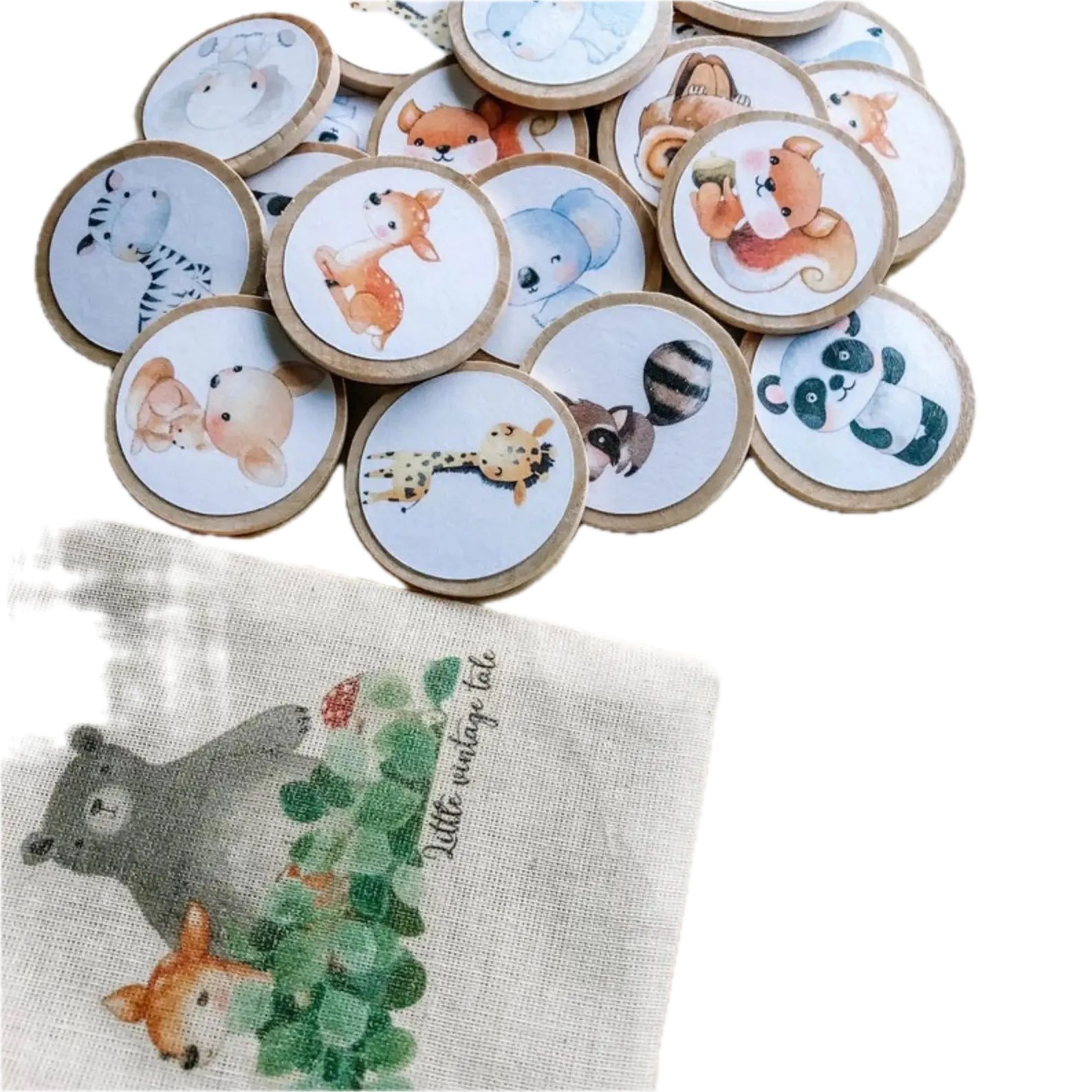 LK Trend & Style Lernspielzeug Gedanken-Erinnerungs-Spiel aus Holz Safari, Waldtiere, dieses Memo Spiel ist auf "Holzmünzen" aufgedruckt