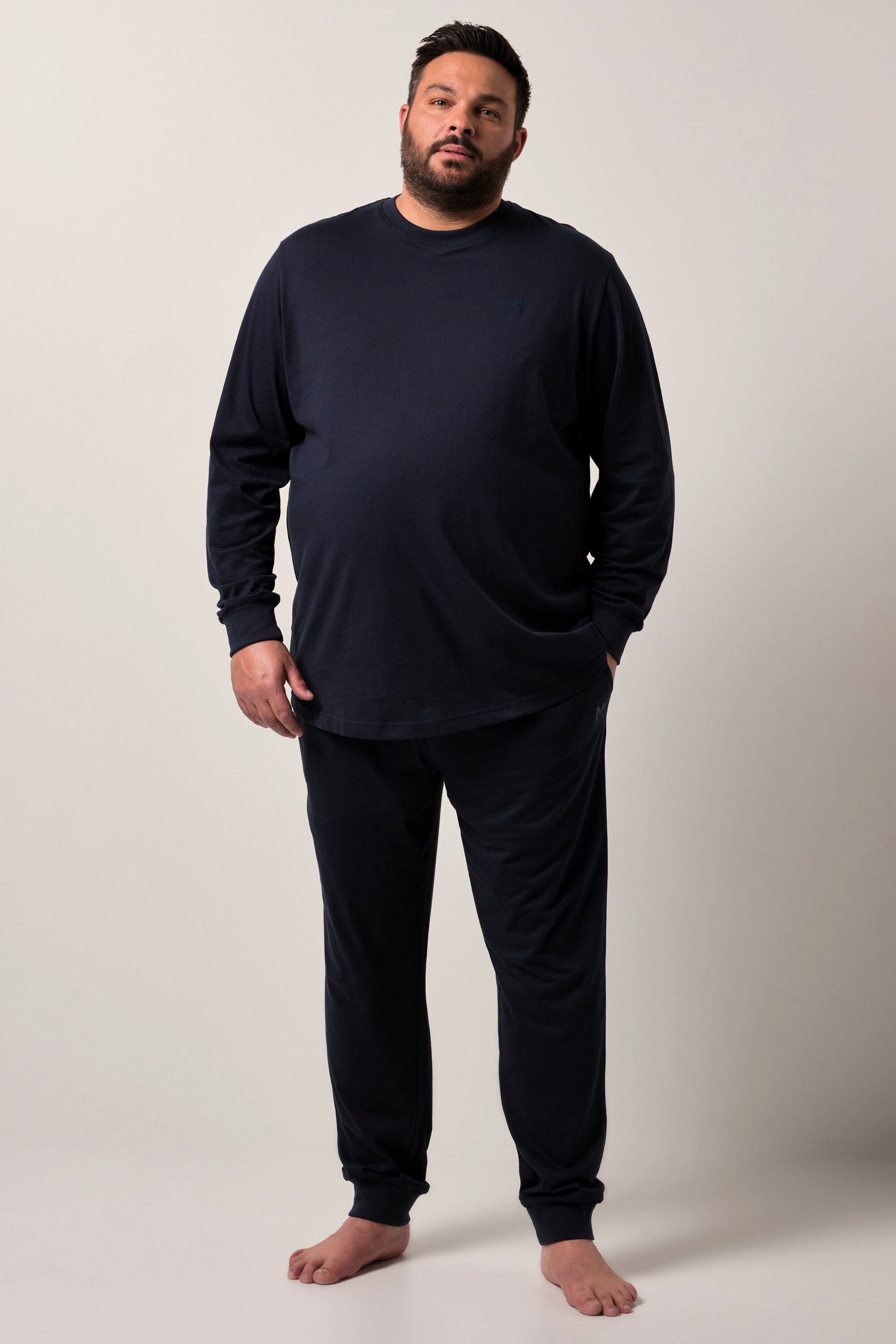 Men Plus Schlafanzug Schlafanzug Zweiteiler Jersey Langarm