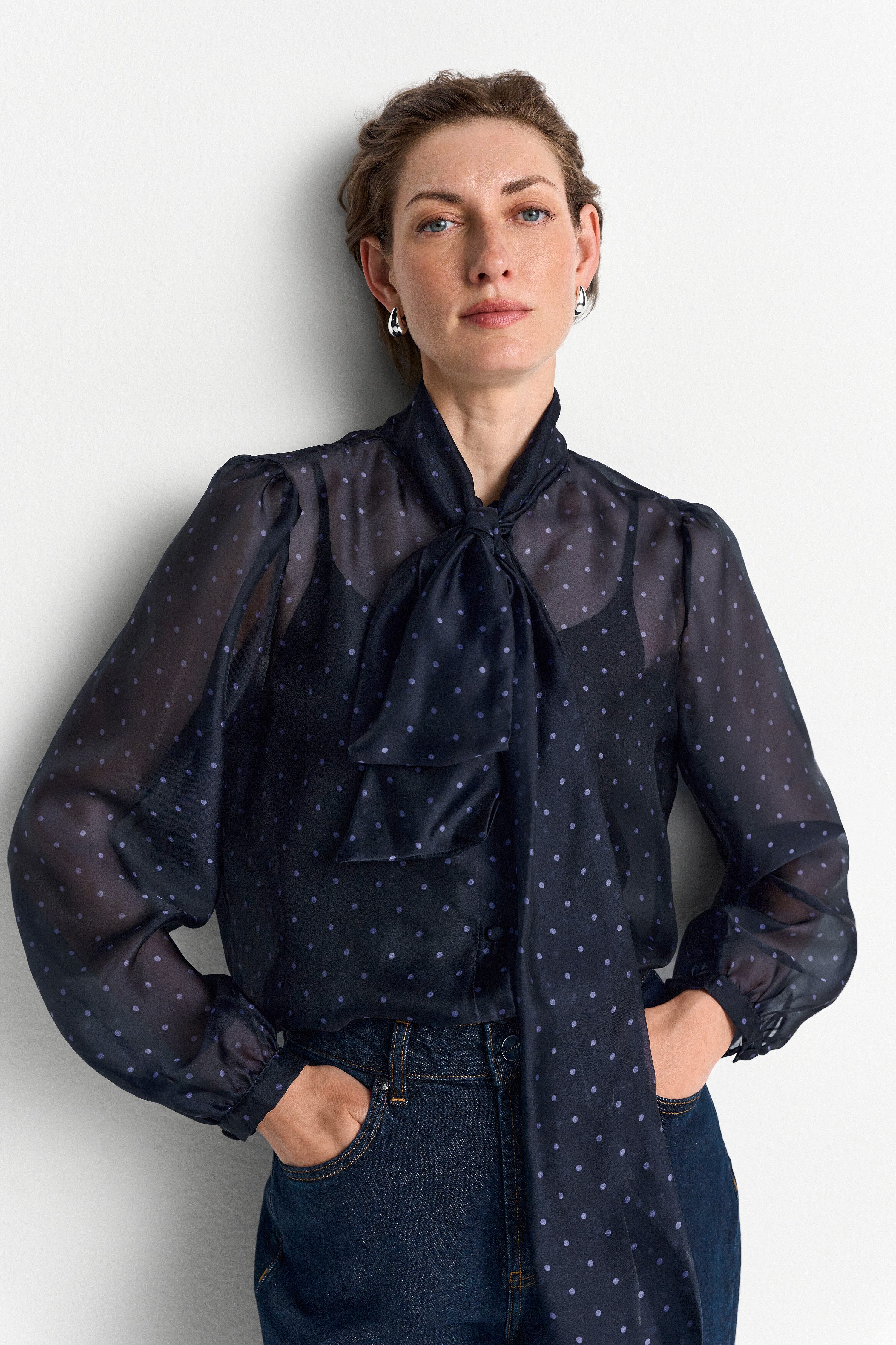 RICHROYAL Schluppenbluse Regular fit mit Schleife
