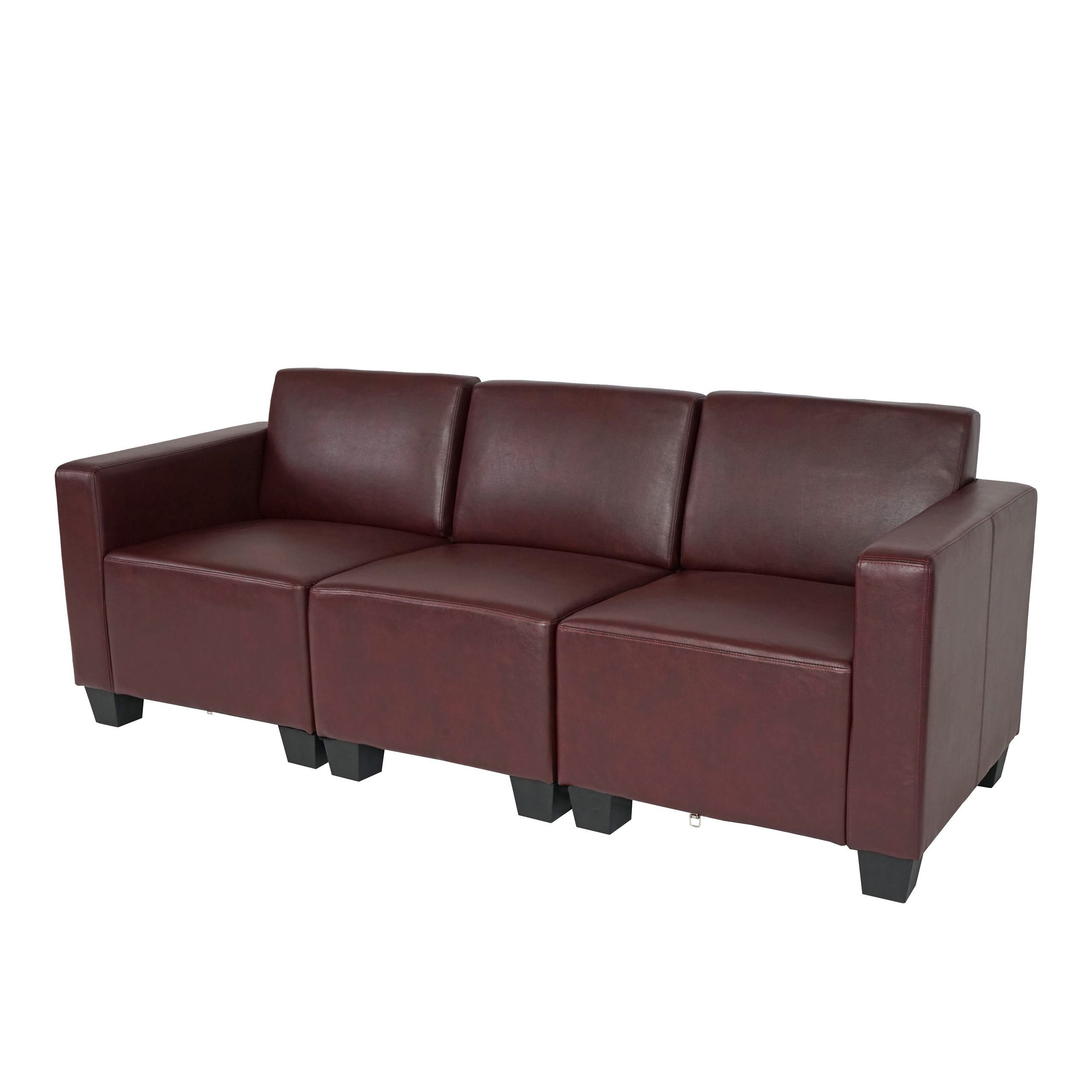 rot-braun bequeme | MCW Polsterung Set, Lounge-Stil, hochwertige Verarbeitung, Moncalieri-3, moderner rot-braun Sofa