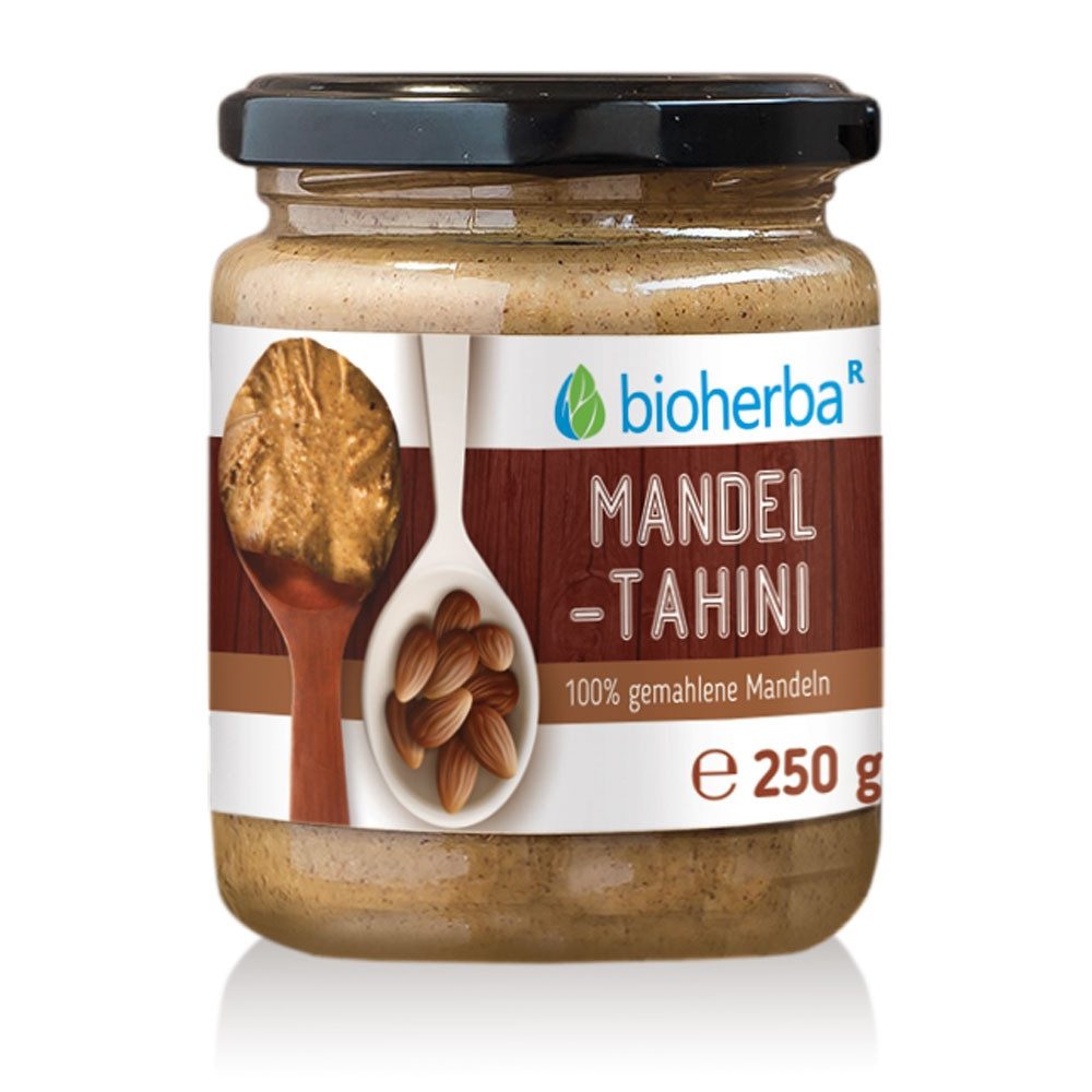 BIOHERBA R Mandel Tahini 100 % gemahlene Mandelkerne 250 g Glas