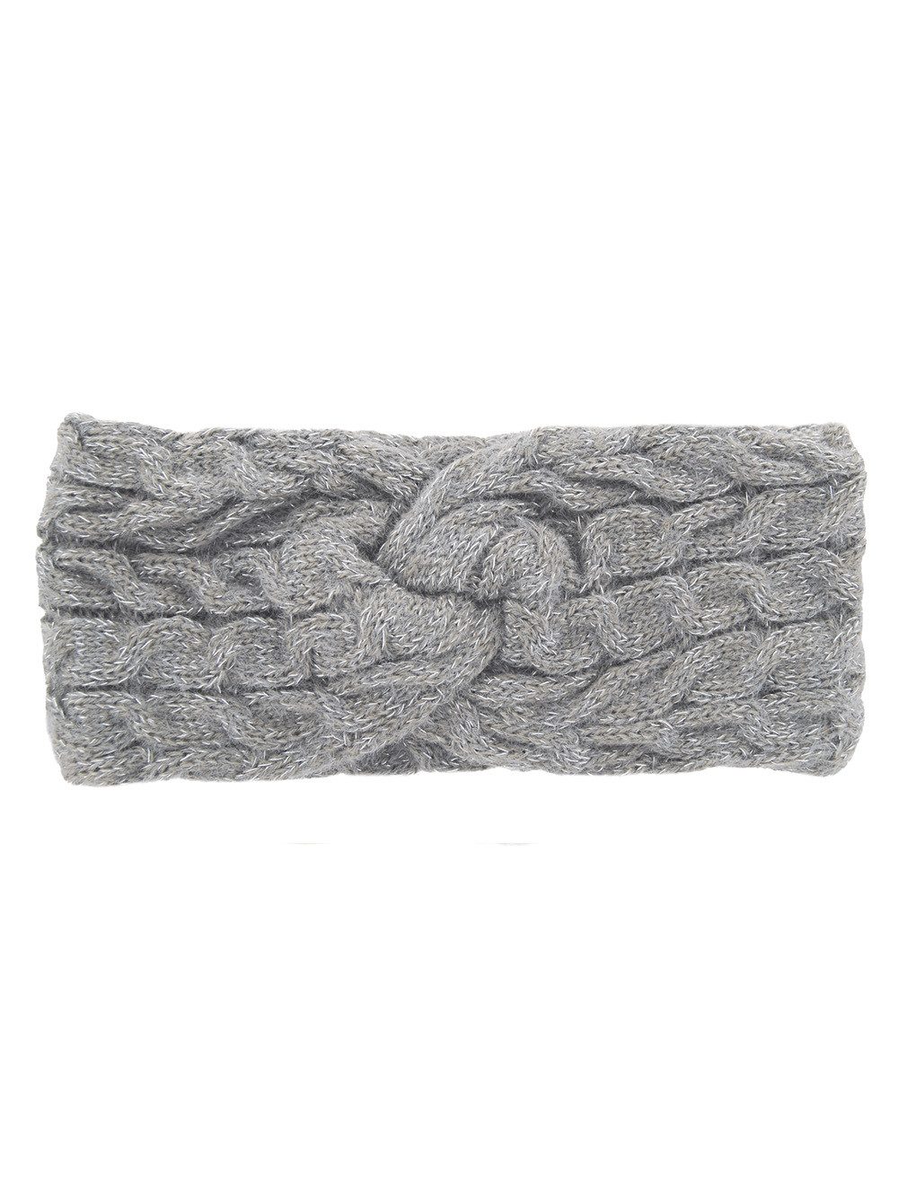 axy Haarband Damen Strickstirnband mit Zopfmuster, Silberfäden & Twist-Knoten, Strick Winter Stirnband Hairband