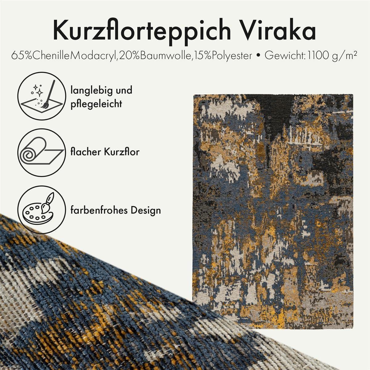 Qiyano Teppich Kurzflorteppich Viraka 500 Blau günstig online kaufen