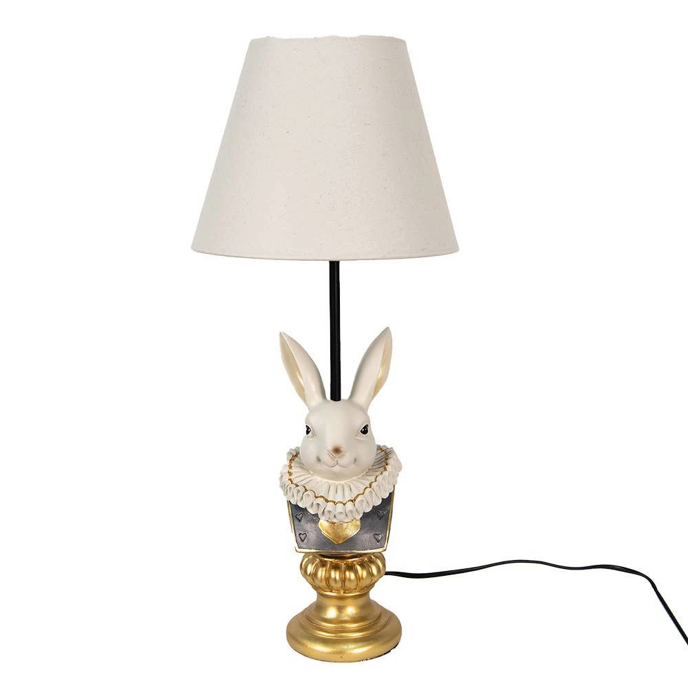 Clayre & Eef Nachttischlampe Tischlampe Hase Ø 23x53 cm Beiger Schreibtisch aus Kunststoff