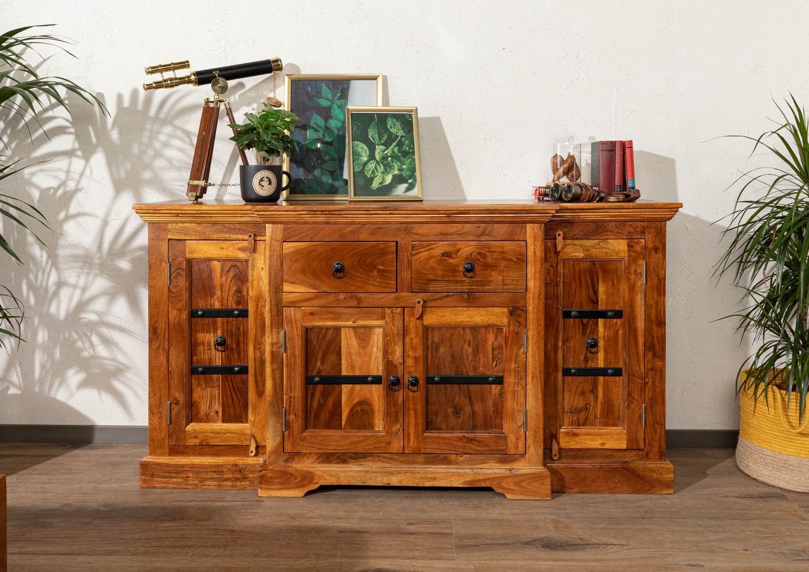Massivmoebel24 Sideboard OXFORD (Massivholz), Sideboard Akazie 160x45x85 honig  lackiert OXFORD #0902