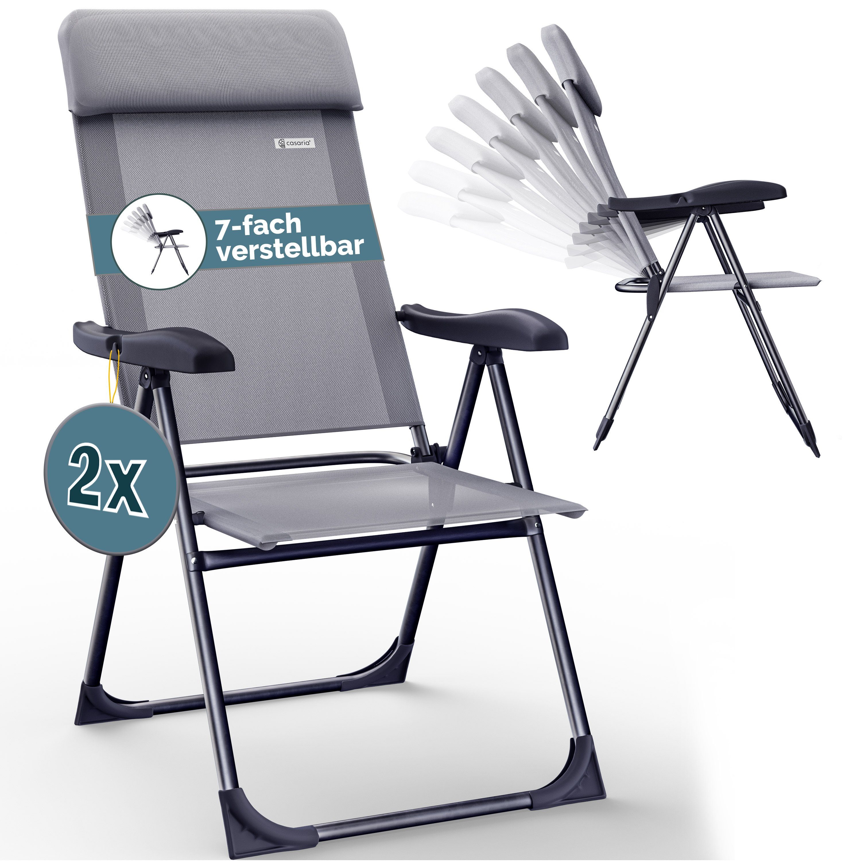 Casaria Gartenstuhl, Klappbar 2er Set 7-fach günstig online kaufen