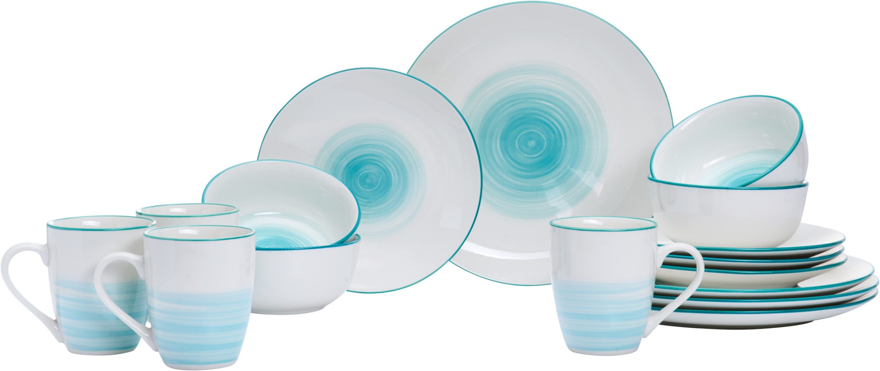 Ritzenhoff & Breker Kombiservice Luna (16-tlg), 4 Personen, Porzellan, Aquarell-Stil