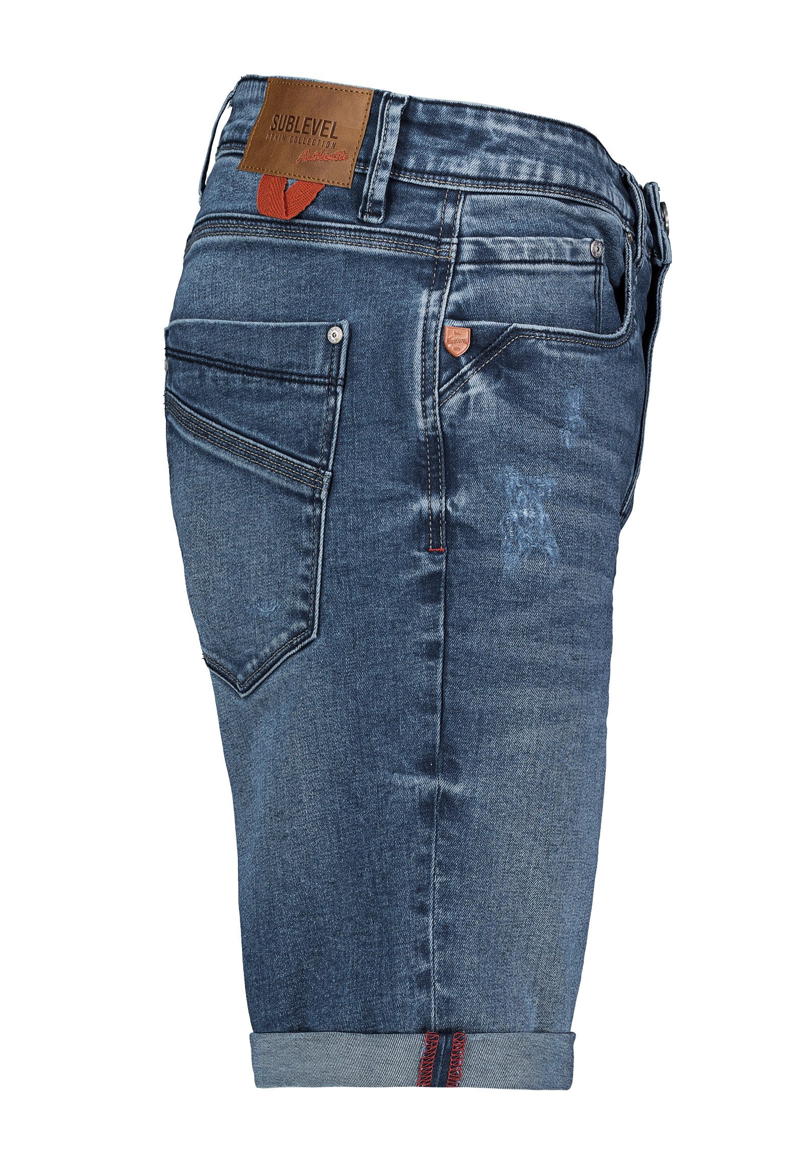 SUBLEVEL Jeansbermudas Herren Jeans Shorts kurze Hose Reißverschluss 5 Pocket, Sommerhose, kurze Jeans, Bermudashorts