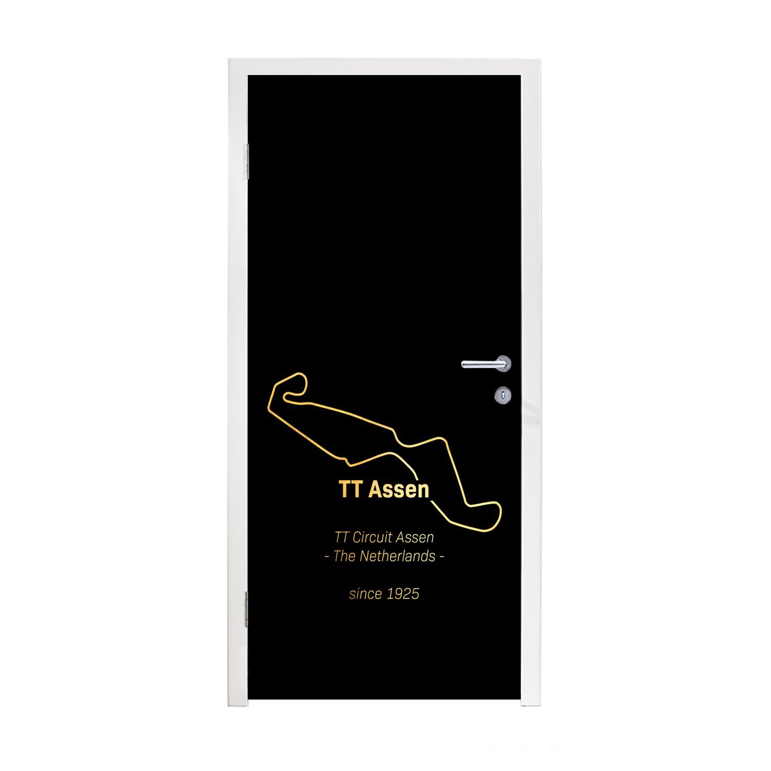 MuchoWow Türtapete TT Assen - Rundkurs - Gold, Matt, bedruckt, (1 St), Fototapete für Tür, Türaufkleber, 75x205 cm
