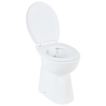 vidaXL Tiefspül-WC Hohe Spülrandlose Toilette Soft-Close 7 cm Höher Keramik Weiß