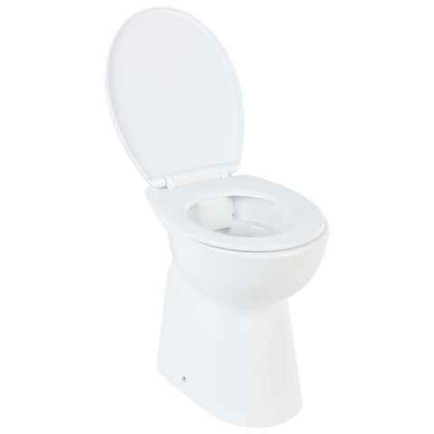 vidaXL Tiefspül-WC Hohe Spülrandlose Toilette Soft-Close 7 cm Höher Keramik Weiß