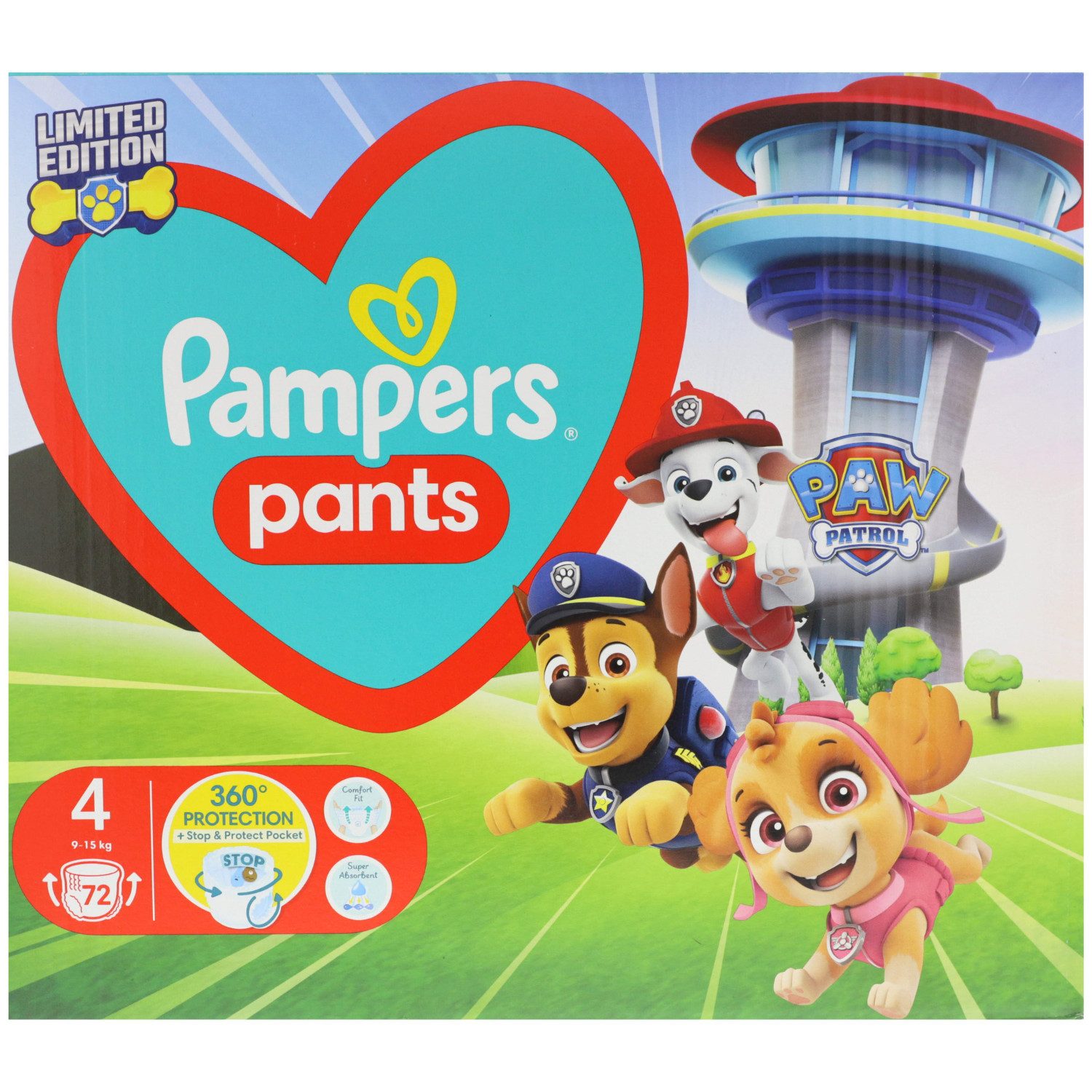 Pampers Windeln Pampers Pants Paw Patrol Gr 4 9-15 kg 72 Windeln Windelhosen