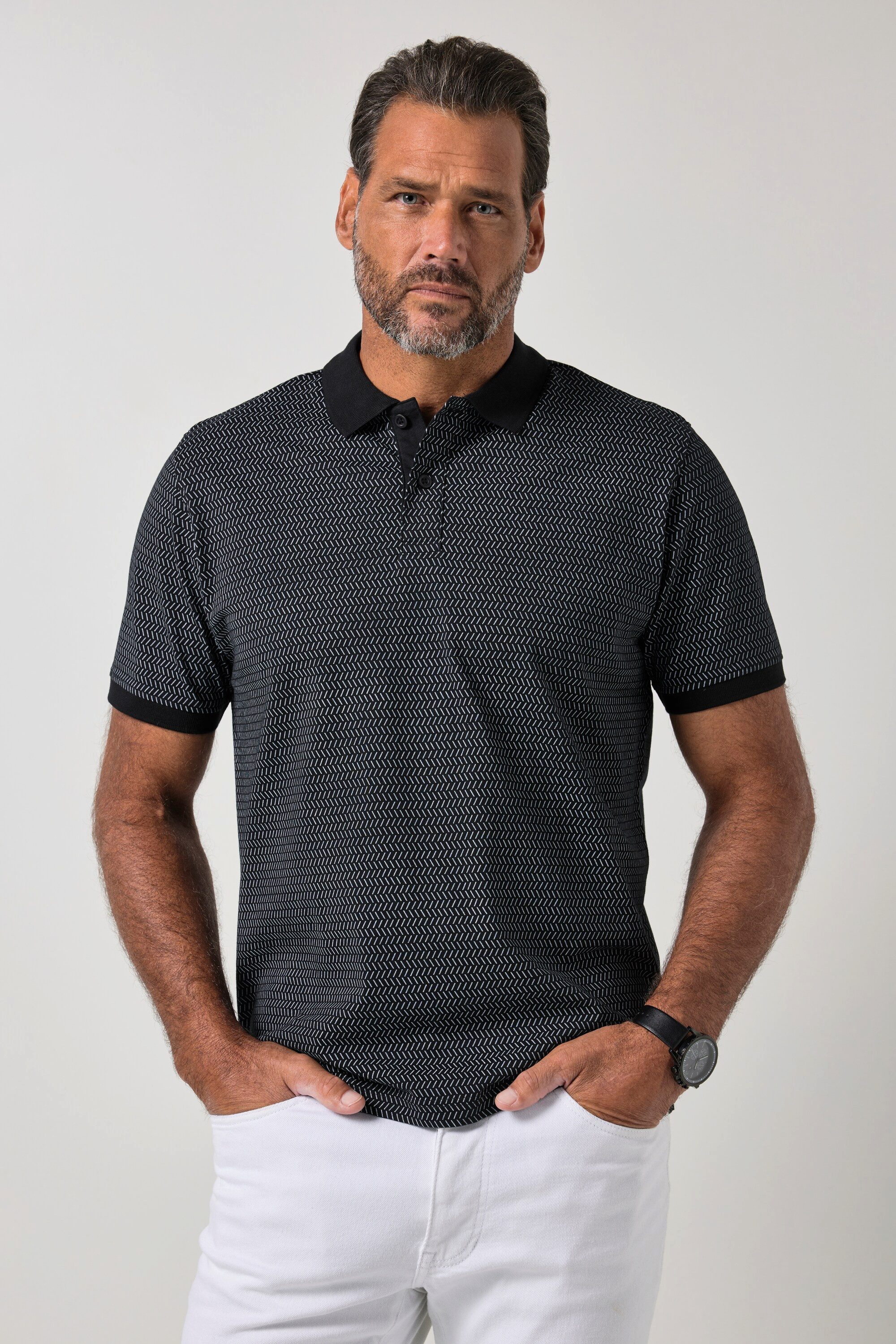 Poloshirt Poloshirt Halbarm Jersey Minimalmuster bis 8 XL
