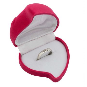 maDDma Geschenkbox 1 Ring-Etui in Herzform aus Samt mit Rosenverzierung, Herz rosa-weiß