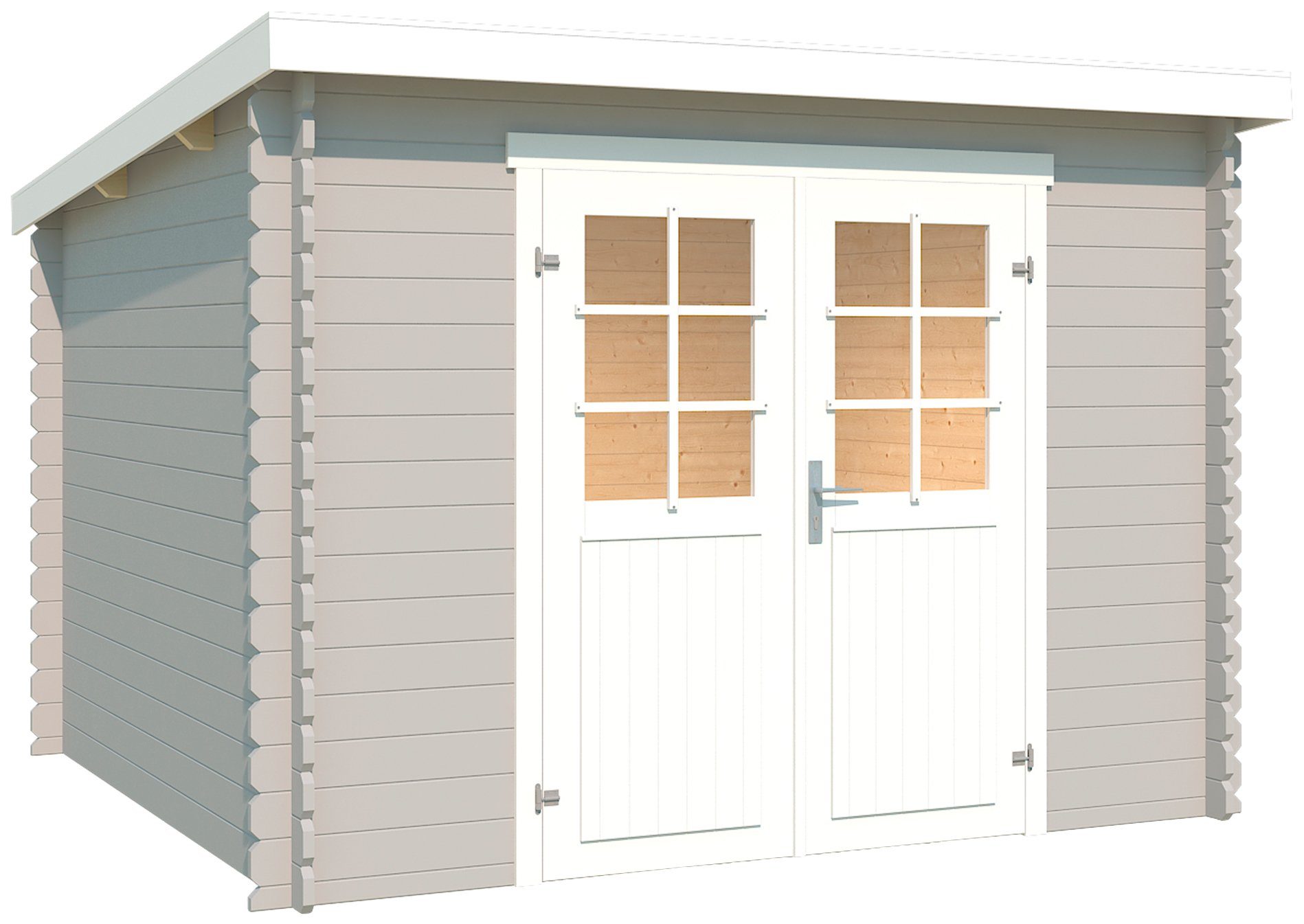 LASITA MAJA Gartenhaus San Jose 275, BxT: 295x314 cm, Blochbohlenhaus 28mm, Fundamentmass 2750x2750, Lichtgrau