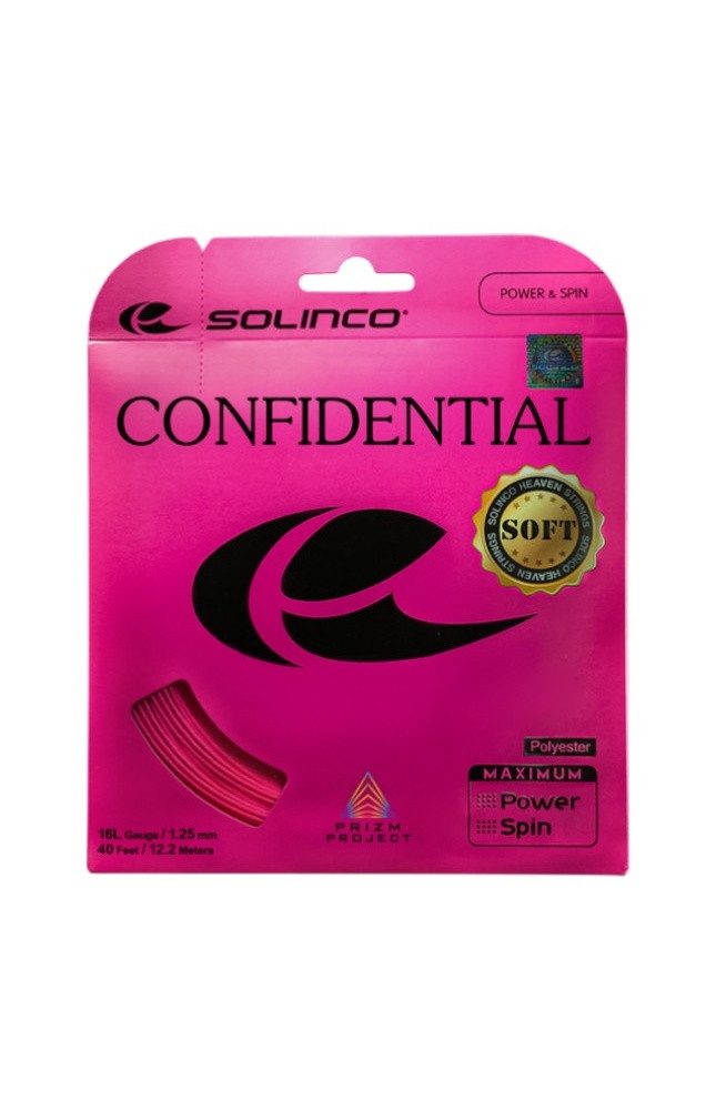 Solinco Tennissaite Confidential Soft (Haltbarkeit+Spielgefühl) pink 12m Set, Saitendicke: 1.25