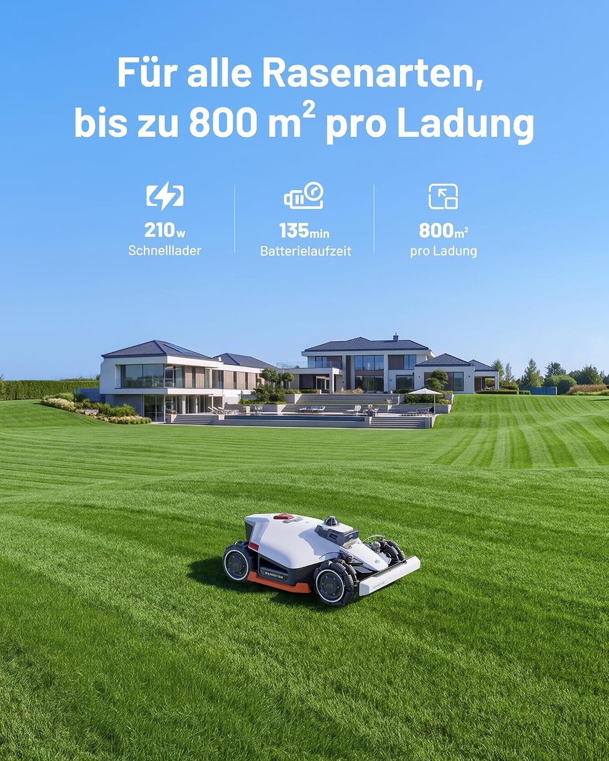 Mammotion Rasenmähroboter LUBA 3 AWD Mähroboter ohne Begrenzungskabel, bis 1500 m² Rasenfläche, (360° LiDAR + Dual-Kamera-KI-Vision), Allradantrieb, Auto-Kartie – Bild 4 von 5