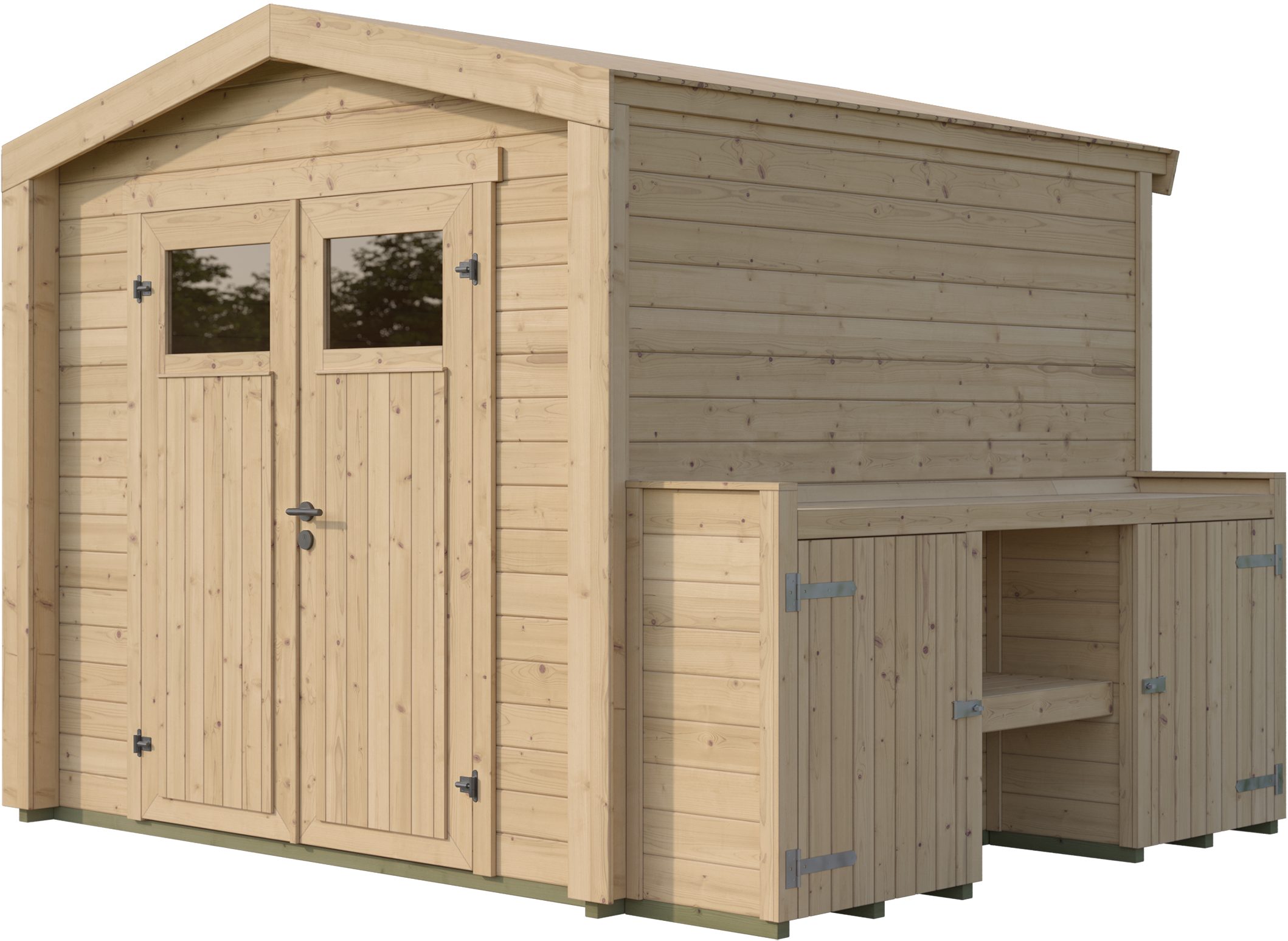 weka Gartenhaus Killarney, BxT: 294x248 cm, Doppeltür, 1/4 verglast, mit Pflanztisch