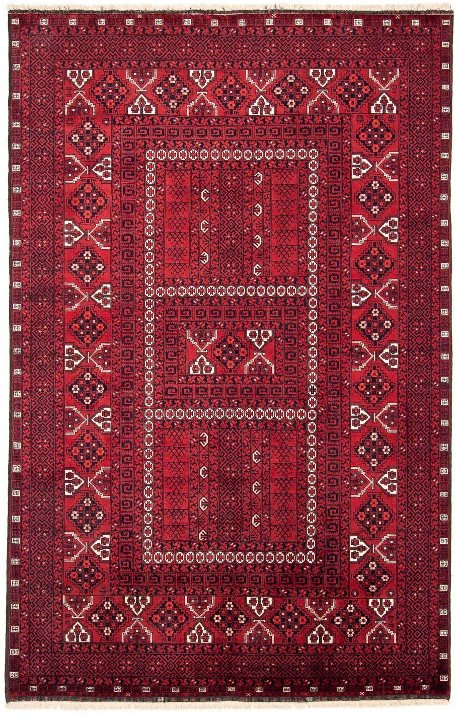 Orientteppich Turkaman mit Wohnzimmer, - rechteckig, 159 cm dunkelrot, 6 mm, Höhe: Zertifikat x Handgeknüpft, morgenland, - Einzelstück 246