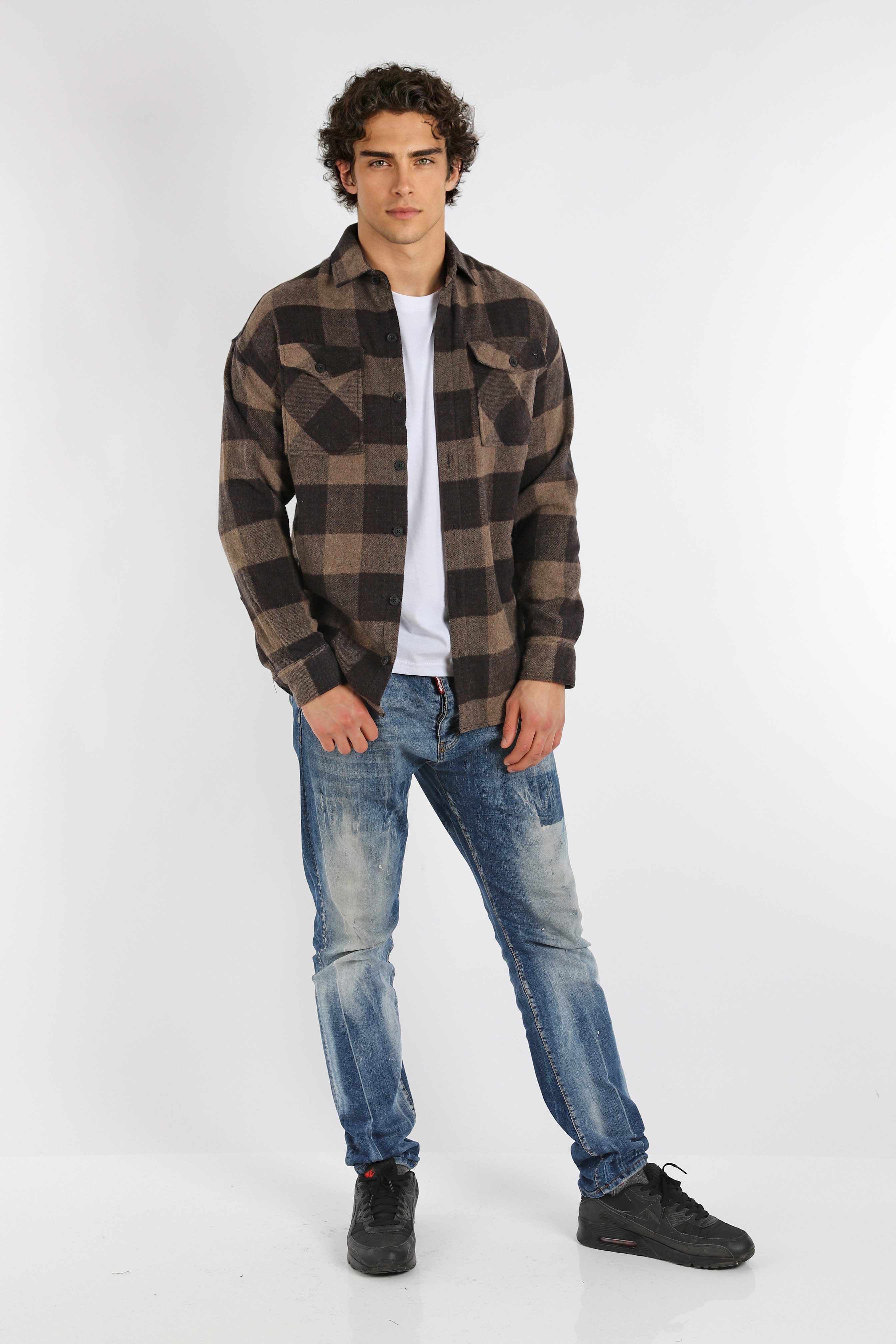 Megaman Jeans Flanellhemd Herren Holzfällerhemd Flanellhemd Kariert Freizeithemd Jacke