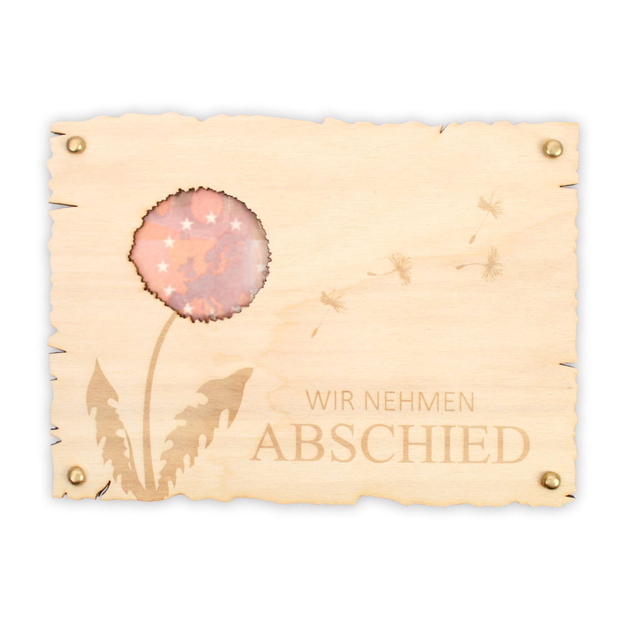 Kreative Feder Beileidskarte Besondere Trauerkarte aus Holz zum Abschied, "Wir nehmen Abschied" - handgefertigte Beileidskarte (ca.14,6x19,7cm)