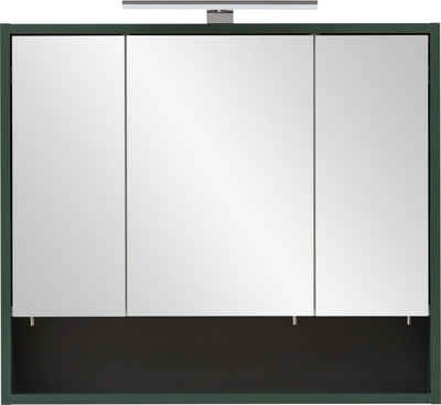 welltime Spiegelschrank Kent Badmöbel. Breite 70 cm, LED-Beleuchtung und Schalter-/Steckdosenbox