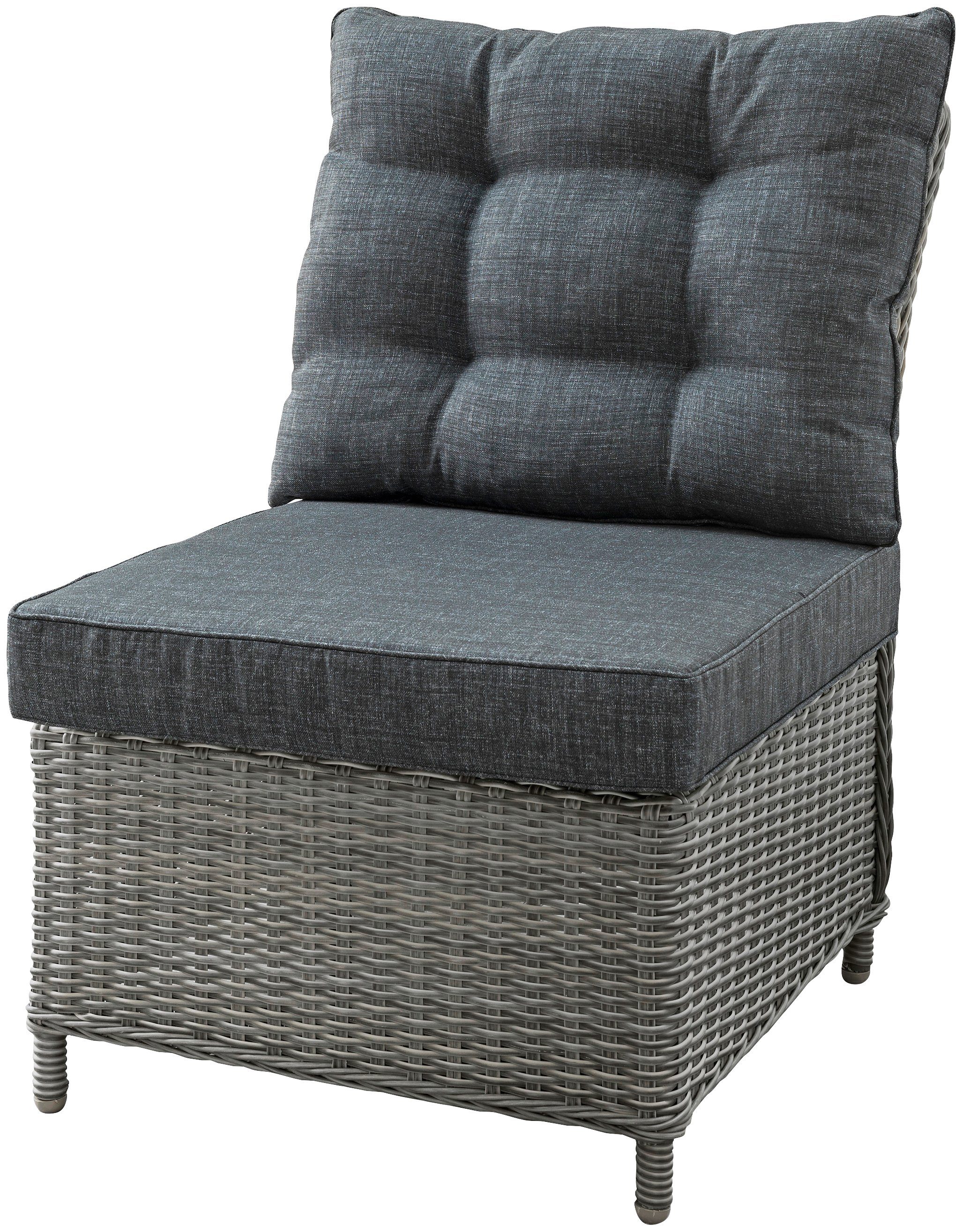 Destiny Loungesessel PALMA, Polyrattangeflecht, Auflagen inkl. Singlemodul, vintage grau