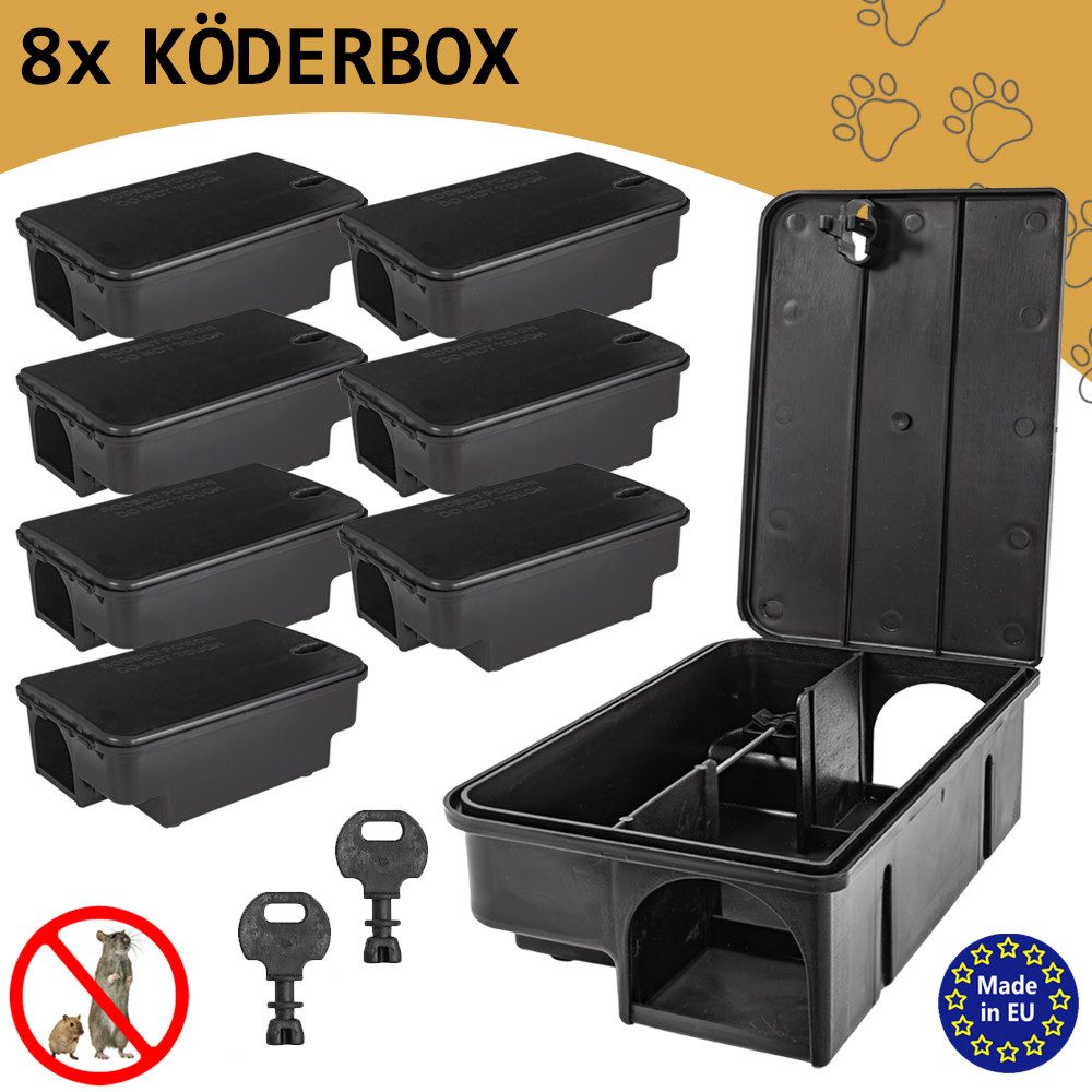 Petigi Lebendfalle 8x Köderstation Ratten Mäuse Köderbox Mausfalle Rattenköderbox