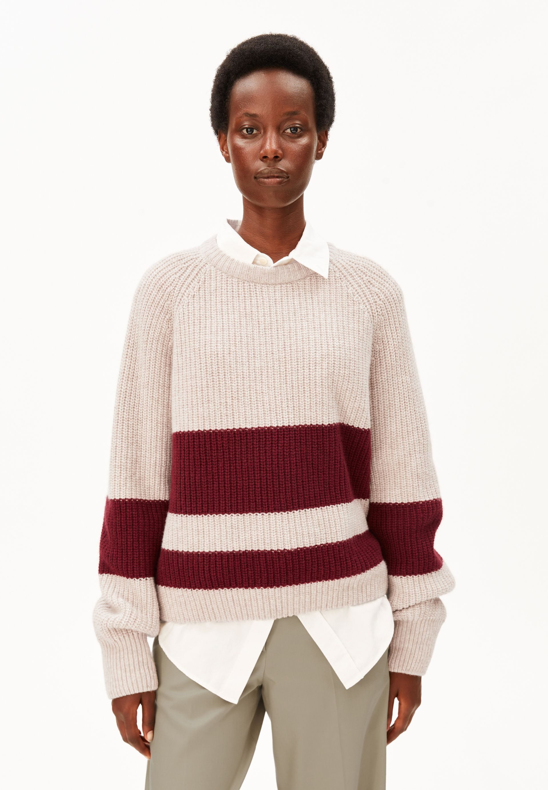 Armedangels Strickpullover RIB STRIPED Strickpullover aus Bio-Woll Mix Loose Fit