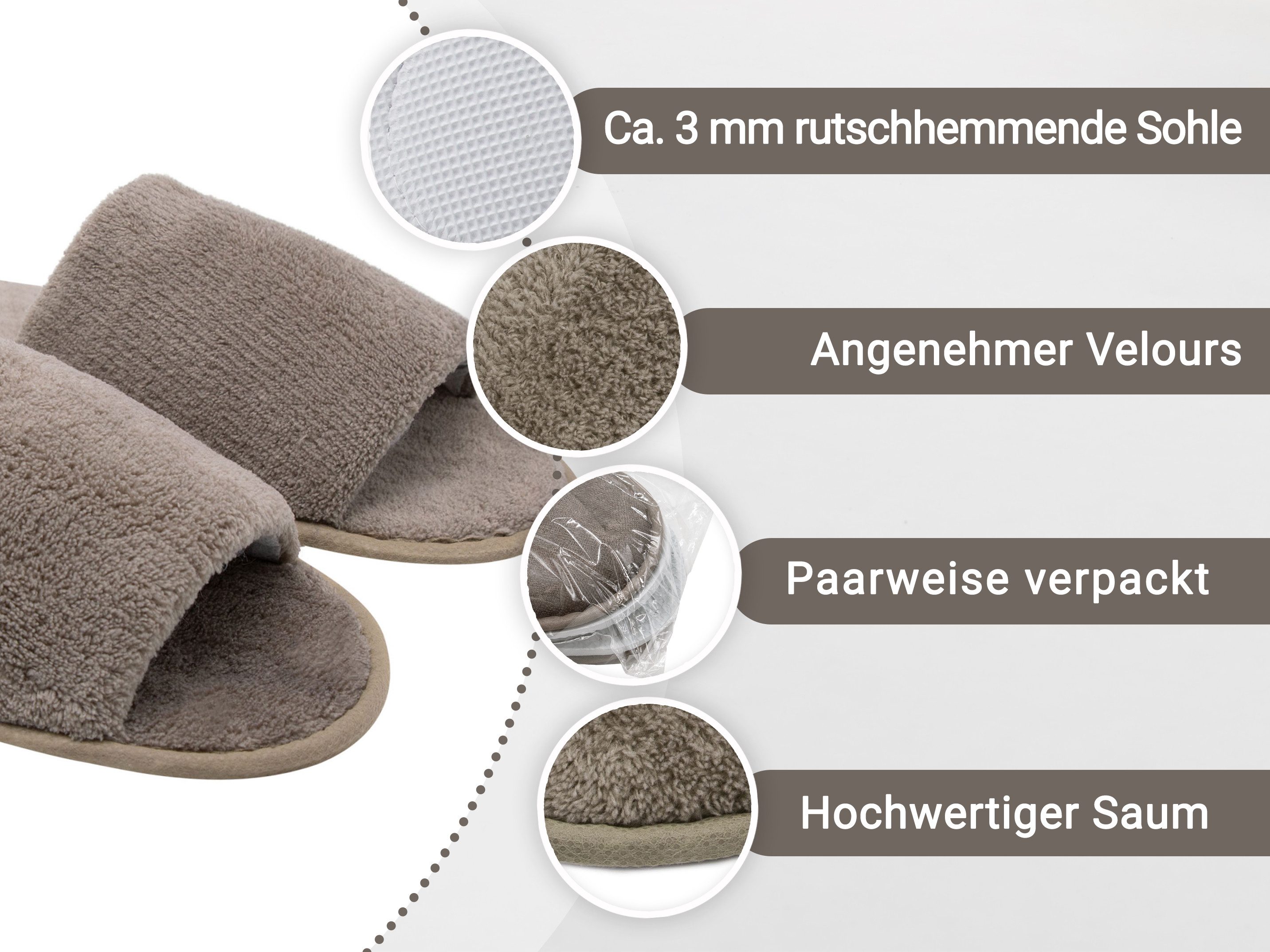 ZOLLNER Pantoffel (10-tlg) 100% Polyester, vom Hotelwäschespezialisten